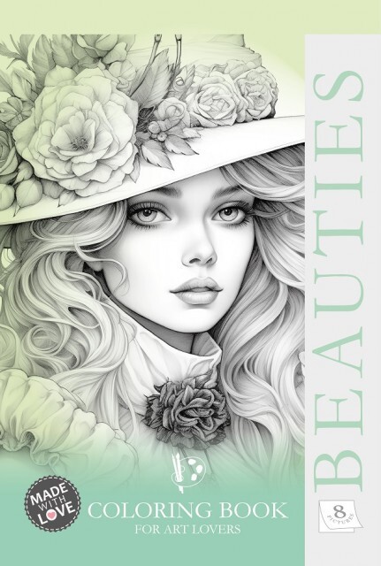 Set of 4 original coloring books Girl Portrait Flower Paper Edition For Adults