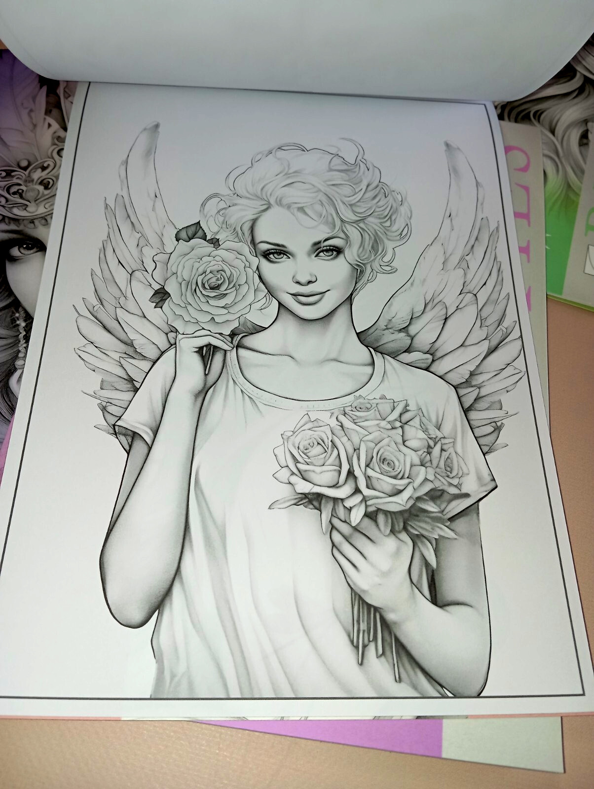 Set of 4 original coloring books Girl Portrait Flower Paper Edition For Adults
