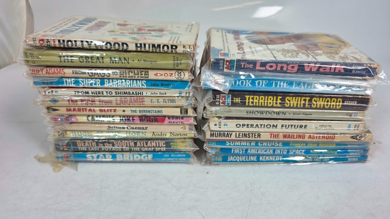 Lot of 21 Vintage Paperbacks 1950s-60s Sci-Fi, Humor, War – Ace, Monarch, Dell