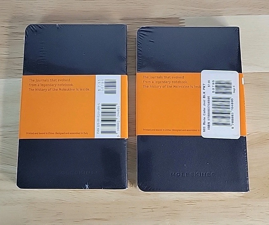 Moleskine Cahier Journal 2 Sets Of 3 Pocket, Ruled, Black, Soft 3.5 X 5.5 Inches