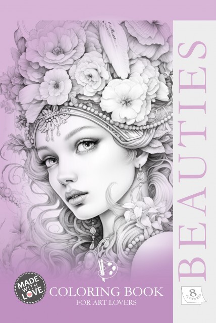 Set of 4 original coloring books Girl Portrait Flower Paper Edition For Adults