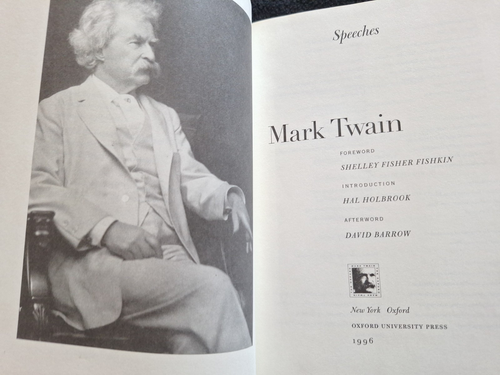 SPEECHES (1910) (THE OXFORD MARK TWAIN) By Shelley Fisher Fishkin – Hardcover VG