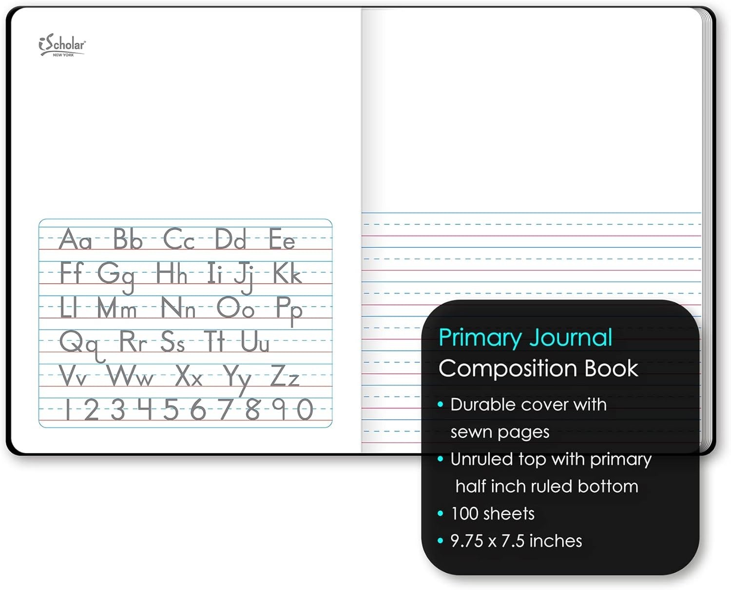 Versatile Black Marble Composition Book – 100 Sheets, Unruled Top, 9.75 x 7.5 In