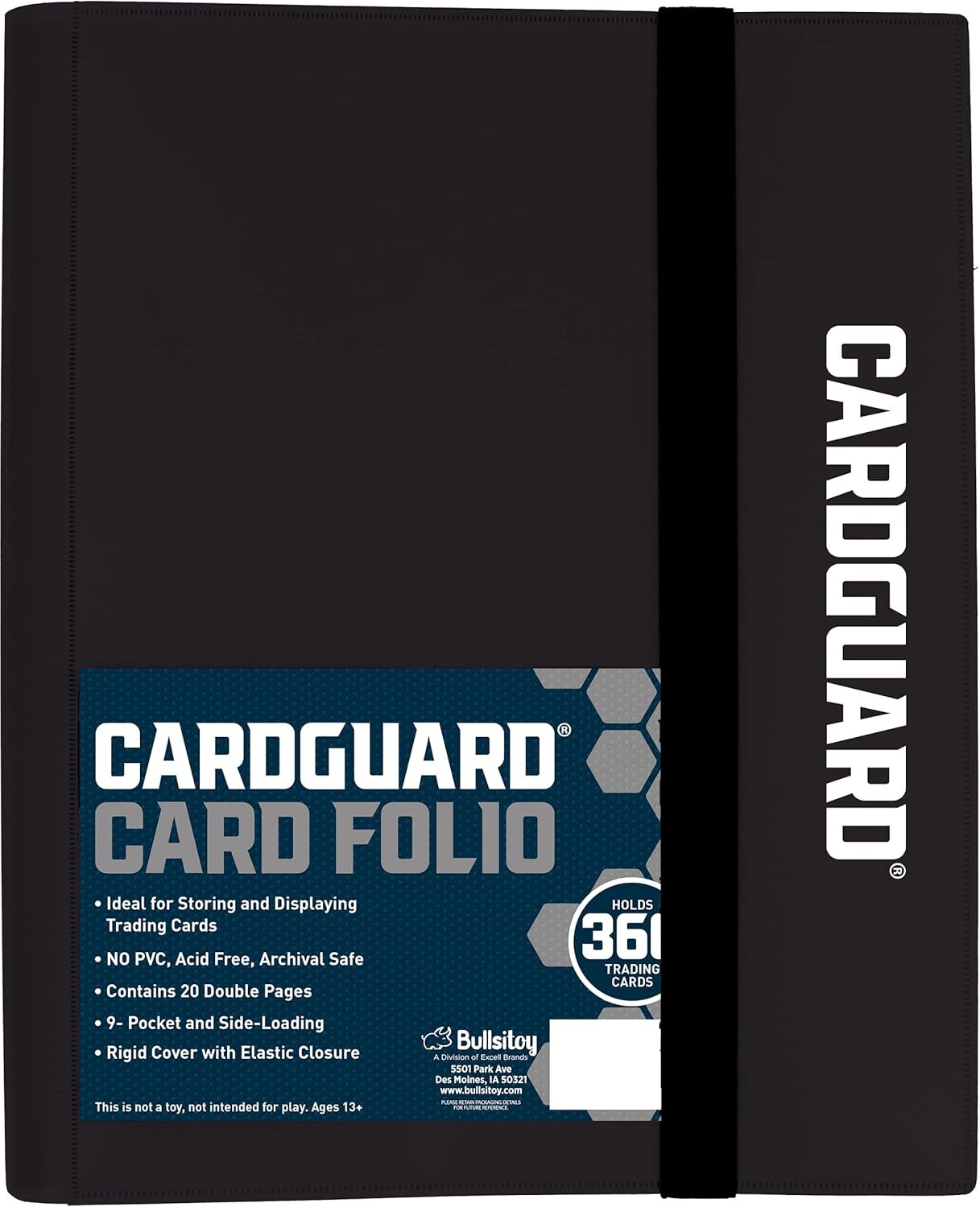 Trading Card Pro-Folio, 9-Pocket Side-Loading Pages, Holds 360 Cards, Black