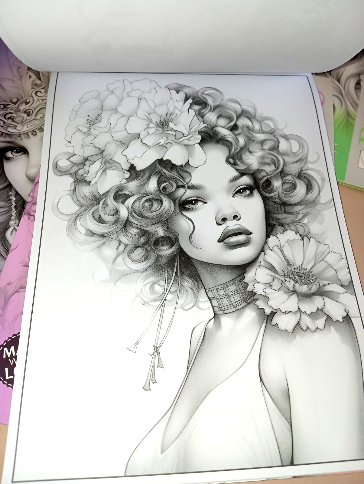 Set of 4 original coloring books Girl Portrait Flower Paper Edition For Adults