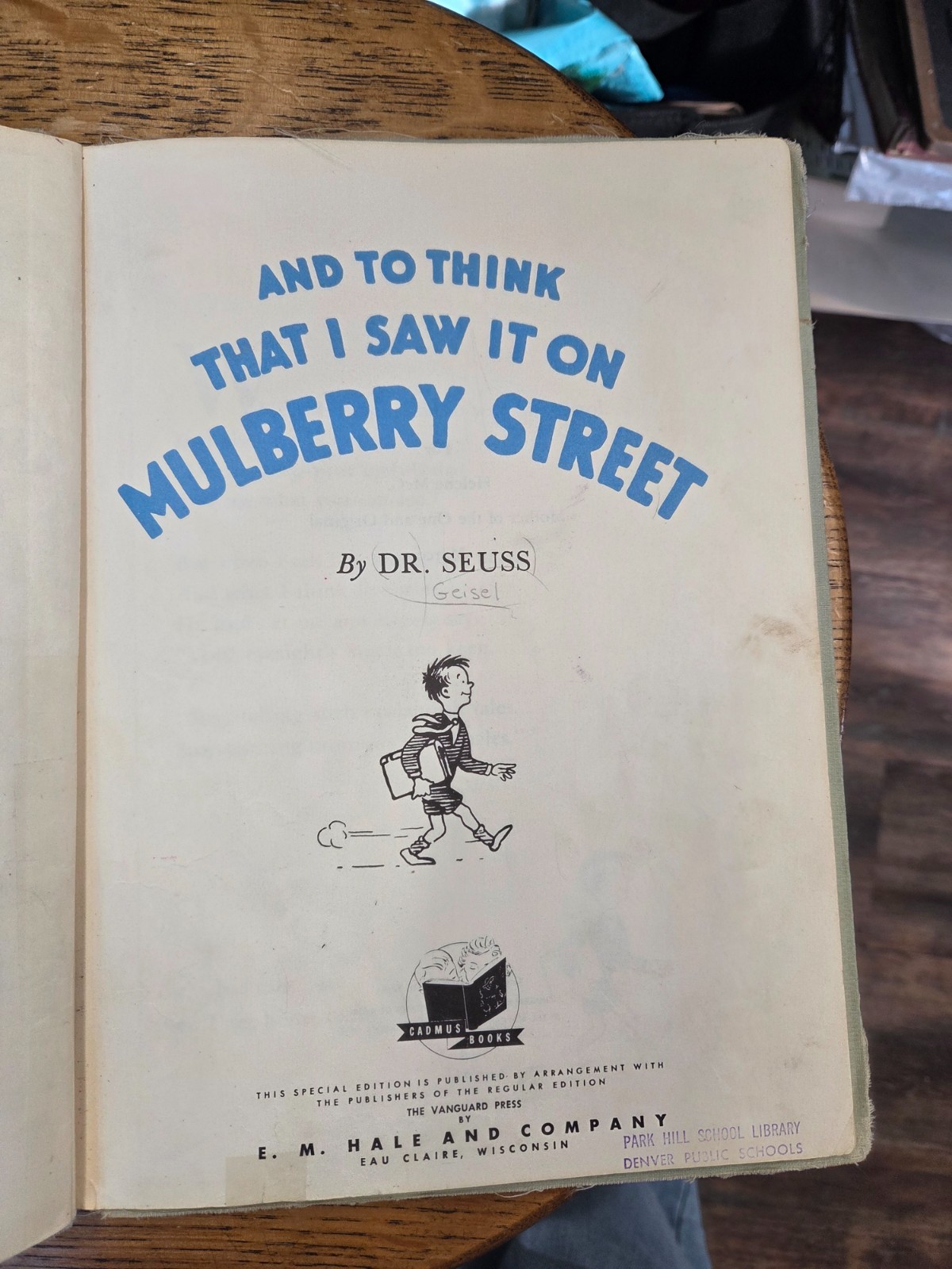 And to Think That I Saw It on Mulberry Street by Dr Seuss Hardcover 1937 EX Lib