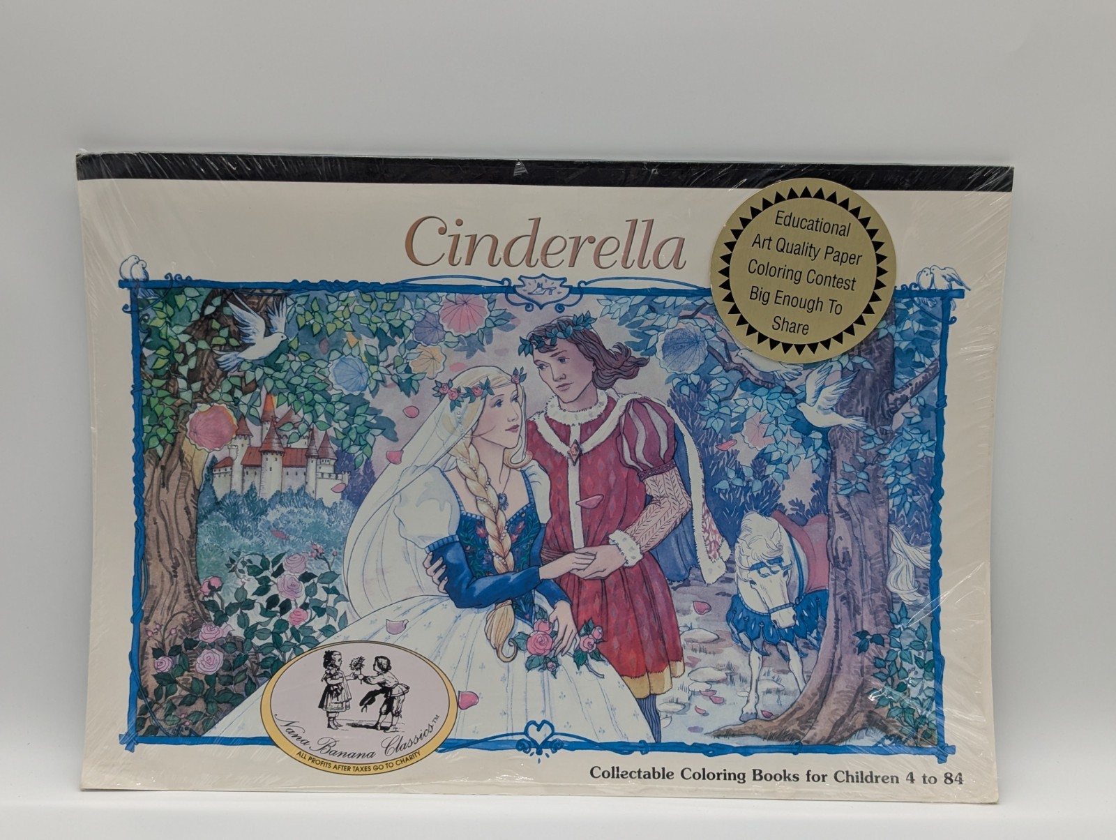 Cinderella Nana Banana Large Coloring Book Vintage Sealed 32 Pages 20” X 14”