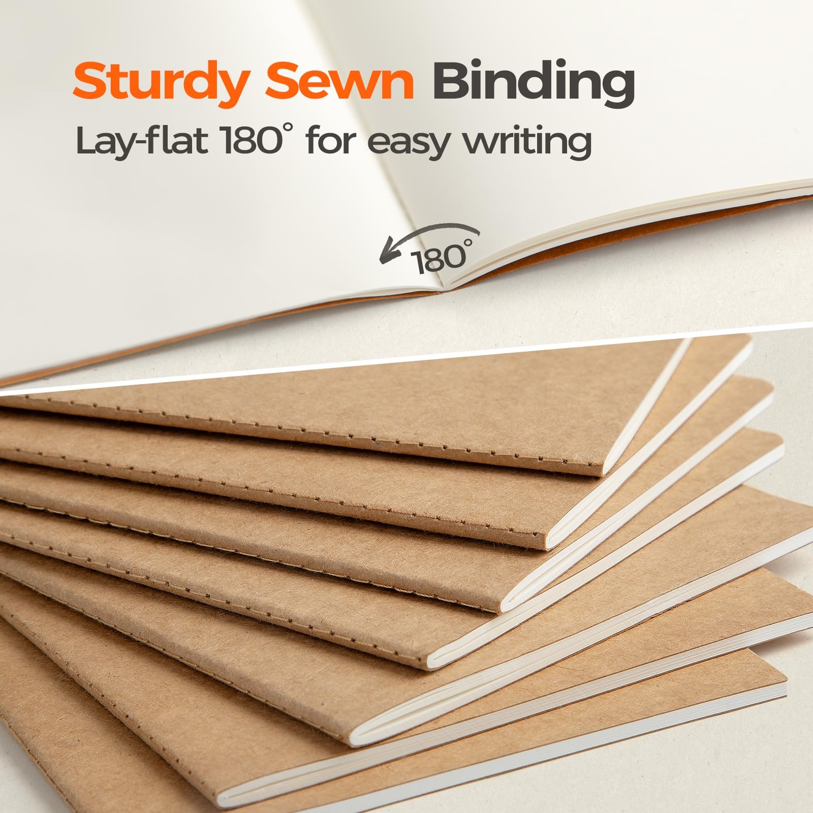 5 Pack Kraft A5 Notebooks Blank Journals 60 Pages Smooth Writing Softcover