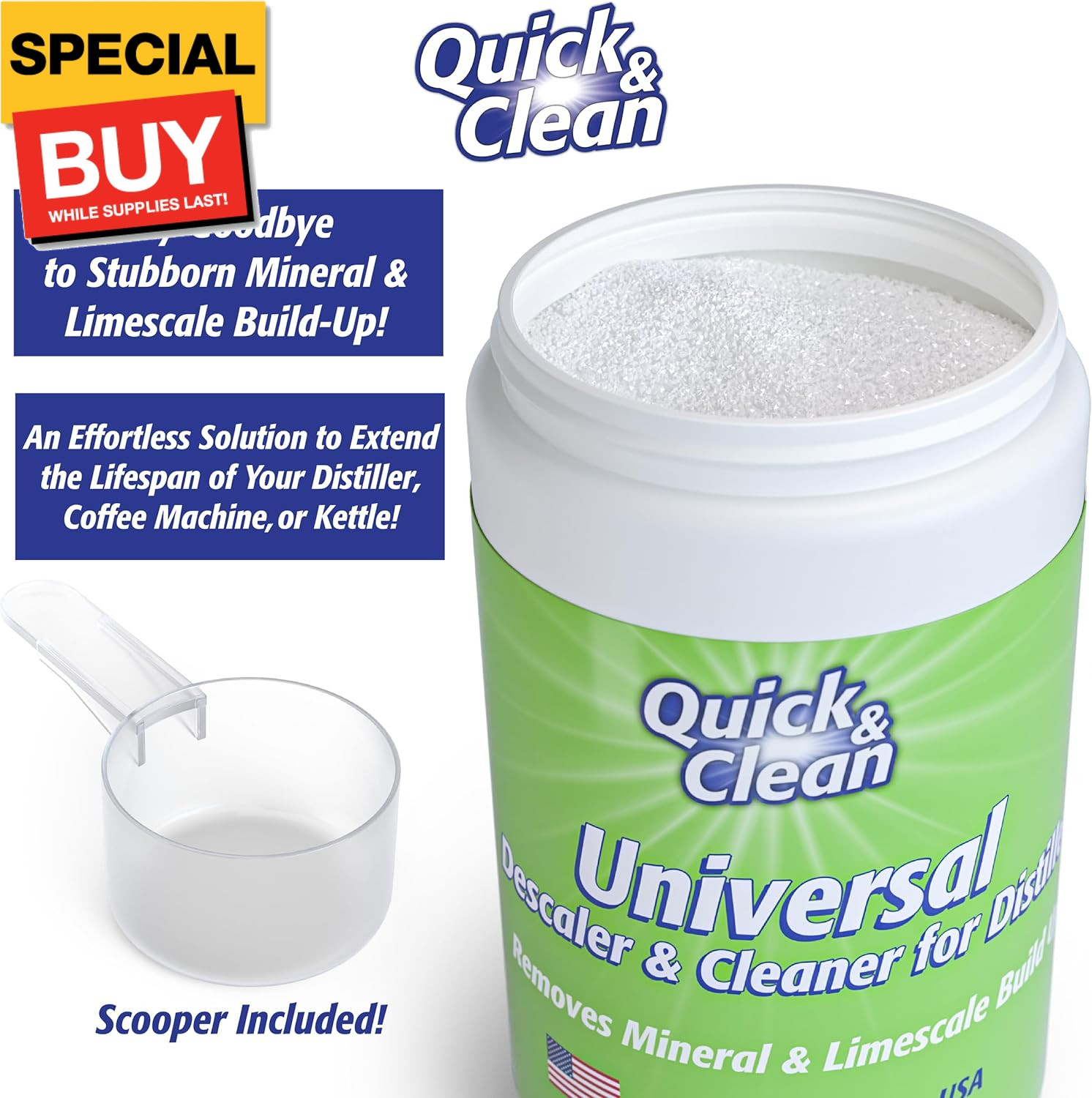 Universal Descaler – 2lbs – Made in the USA – Granule Descaling Powder for Disti