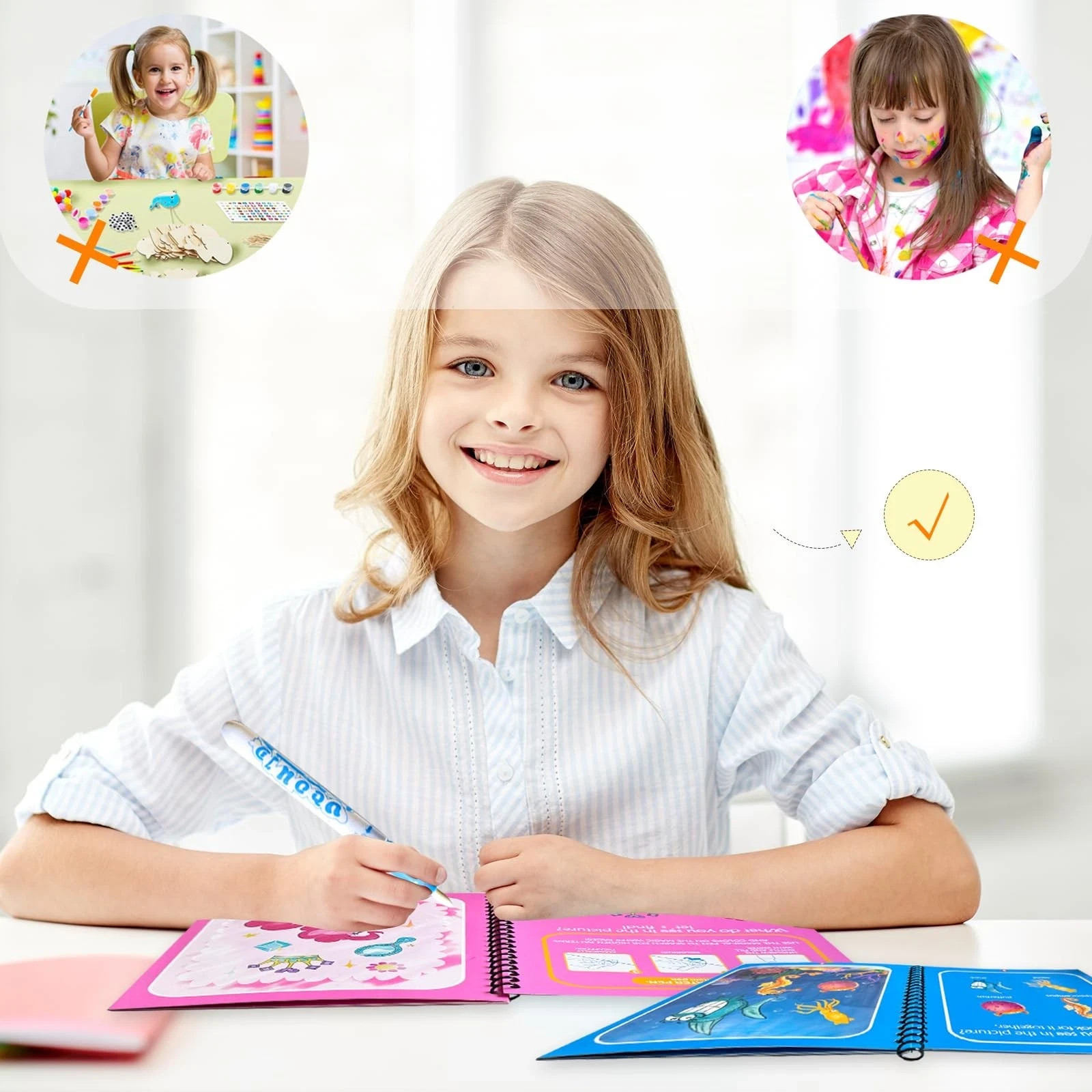 14 Pack Water Coloring Books,Water Doodle Book Toys,Reusable Water Painting Book