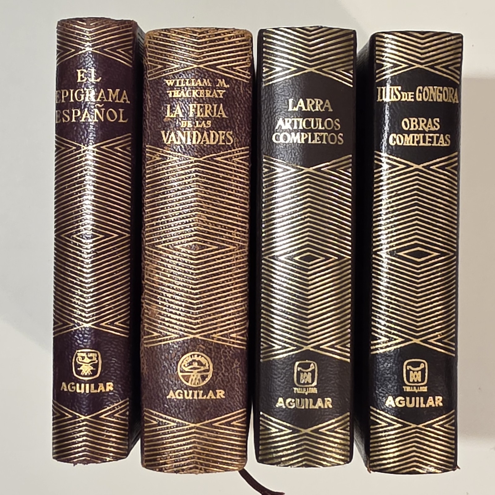 Lot 4 Vintage Aguilar Spanish Classics Mini Leatherette Books Góngora Thackeray