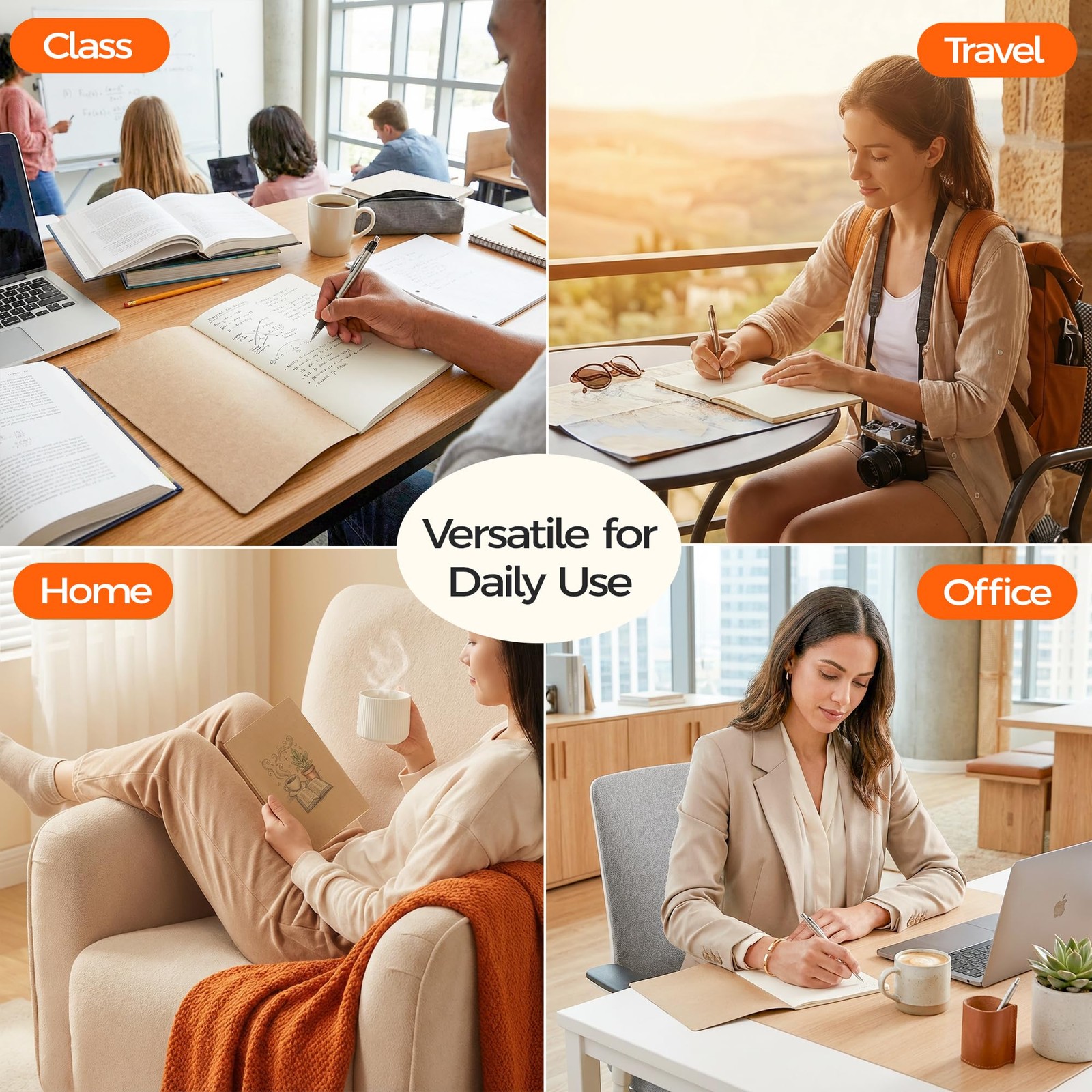 5 Pack Kraft A5 Notebooks Blank Journals 60 Pages Smooth Writing Softcover