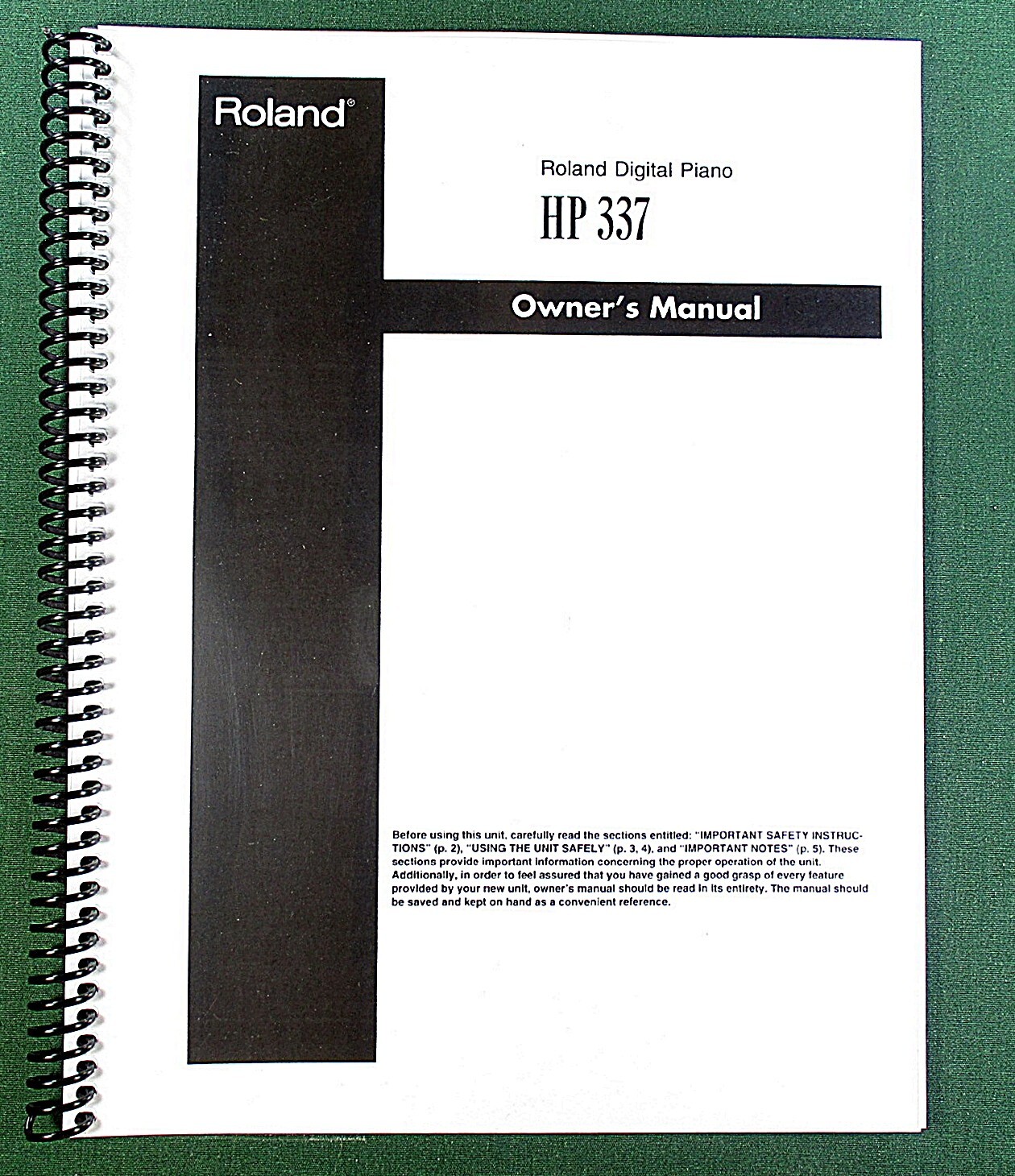 Roland HP-337 Owner’s Instruction Manual: 76 Pages & Protective Covers!