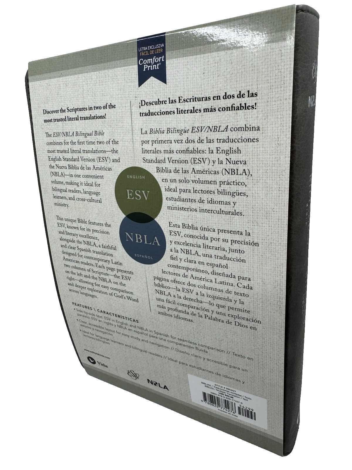 ESV/NBLA, Bilingual Bible, Leathersoft, Grey/ ESV/NBLA, Biblia Bilingüe,…