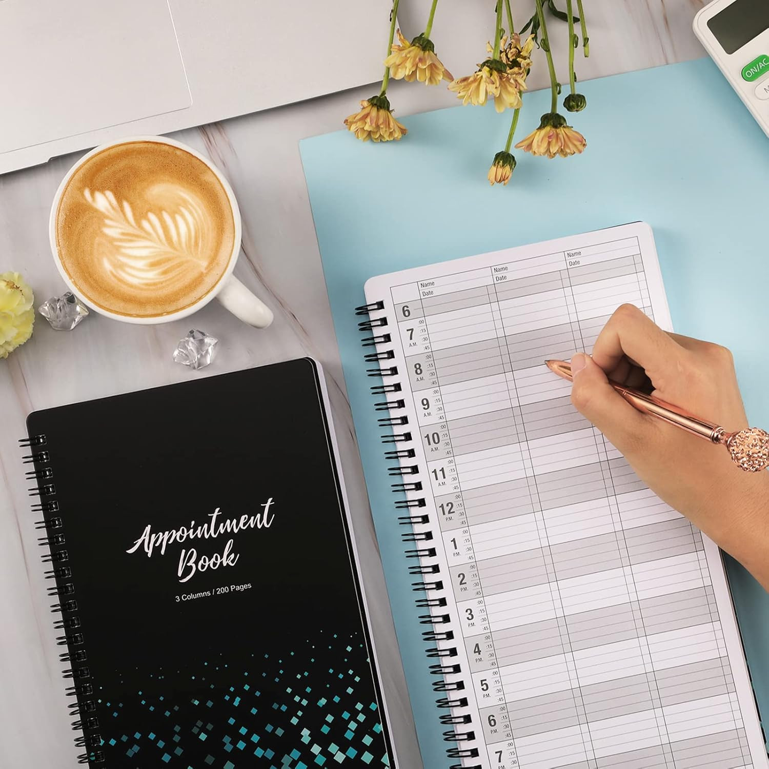 3 Column Appointment Book – Daily and Hourly Schedule Book with 200 Pages