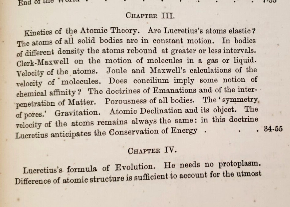 1872 Masson LUCRETIUS’ ATOMIC THEORY & MODERN SCIENCE,Evolution,Atoms,Philosophy