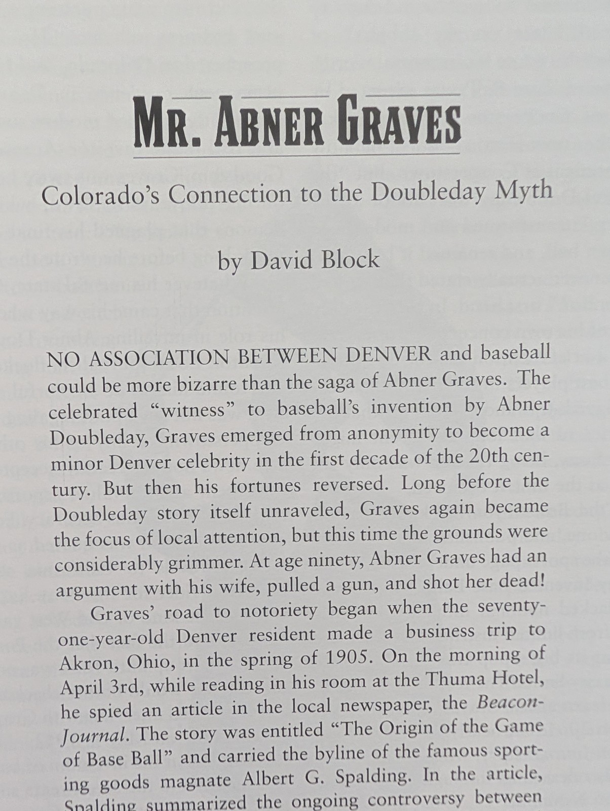 2003 Book: Above The Fruited Plain: Baseball In The Rocky Mountain West