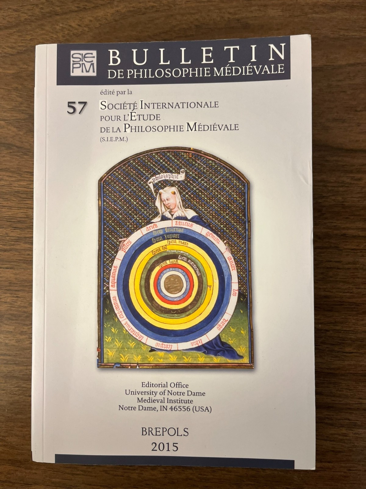 Bulletin of Medieval Philosophy 57 (2015) Brepols (large vol. of 605 pages)