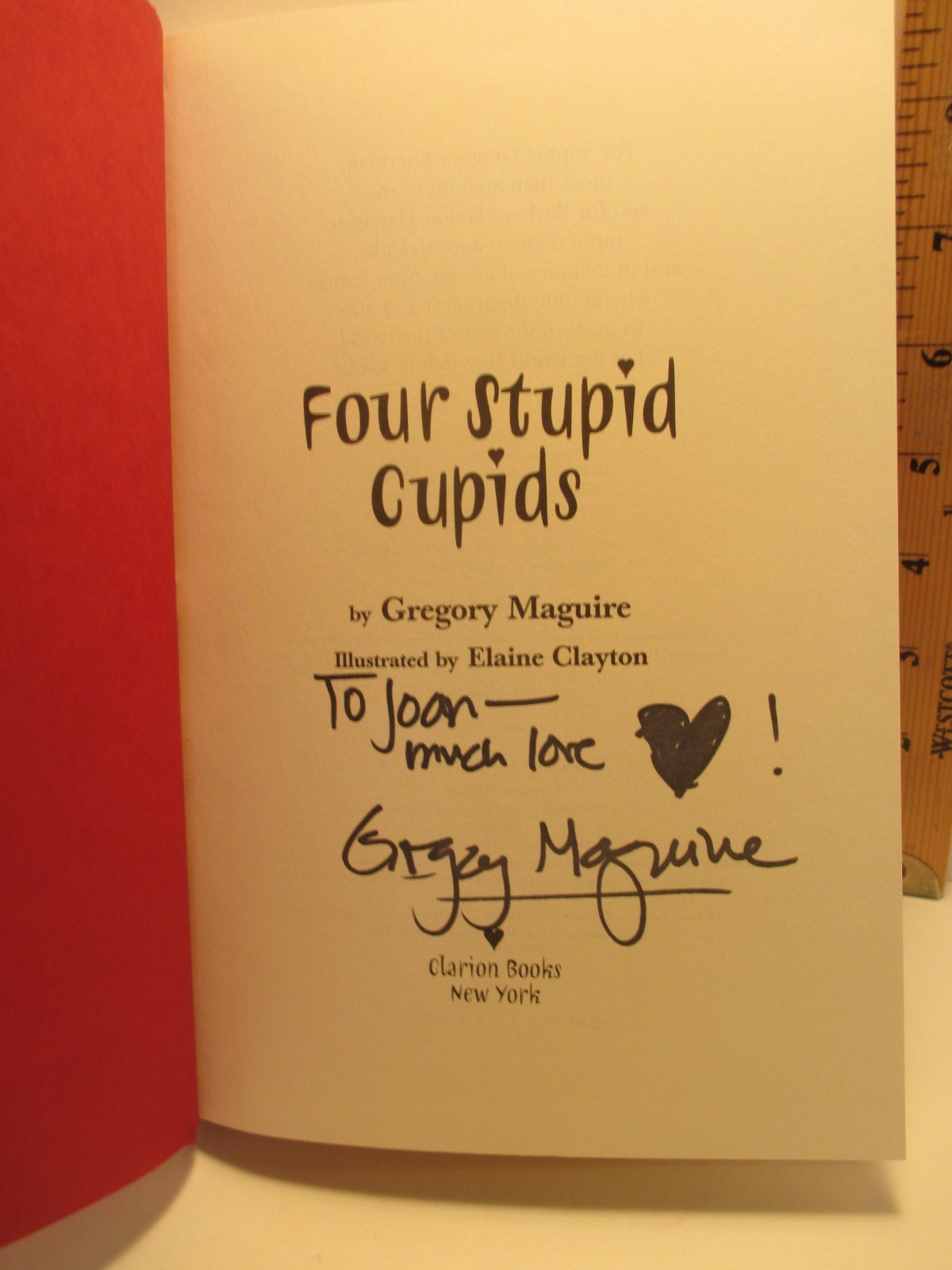 FOUR STUPID CUPIDS signed by GREGORY MAGUIRE illus ELAINE CLAYTON 2000 hc + dj