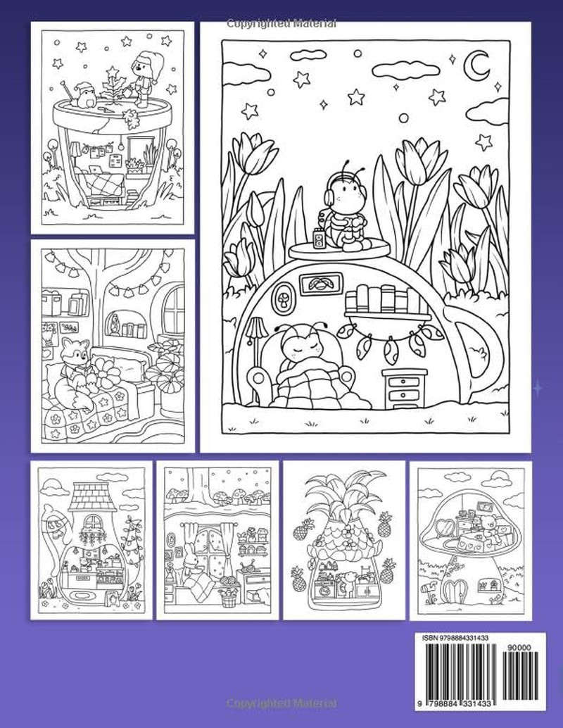 Cozy Spaces: Coloring Book for Adults and Teens Featuring Relaxing Familiar Corn