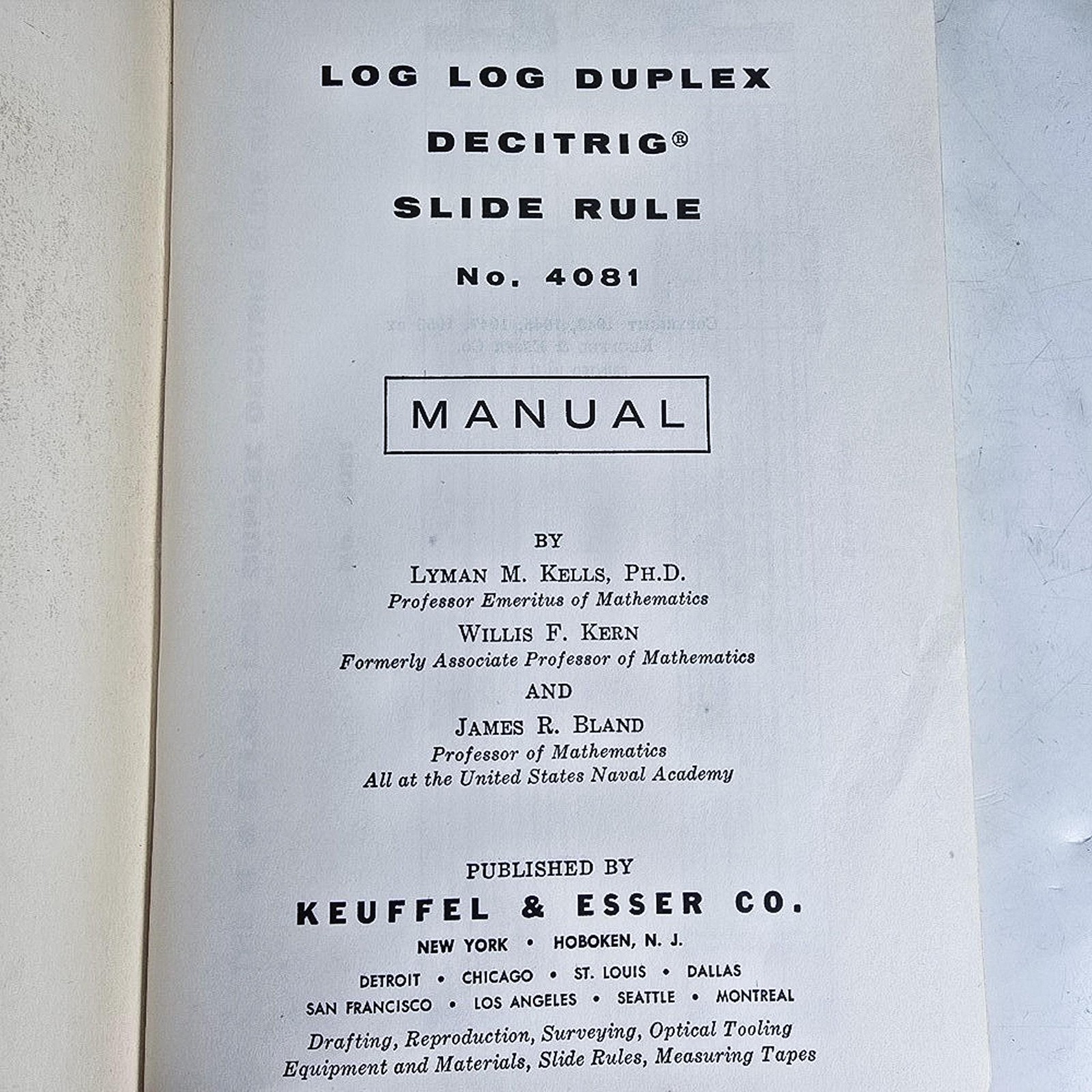 Log Log Duplex Decitrig Slide Rule Manual No. 4081 Keuffel & Esser 1955 Vtg MCM