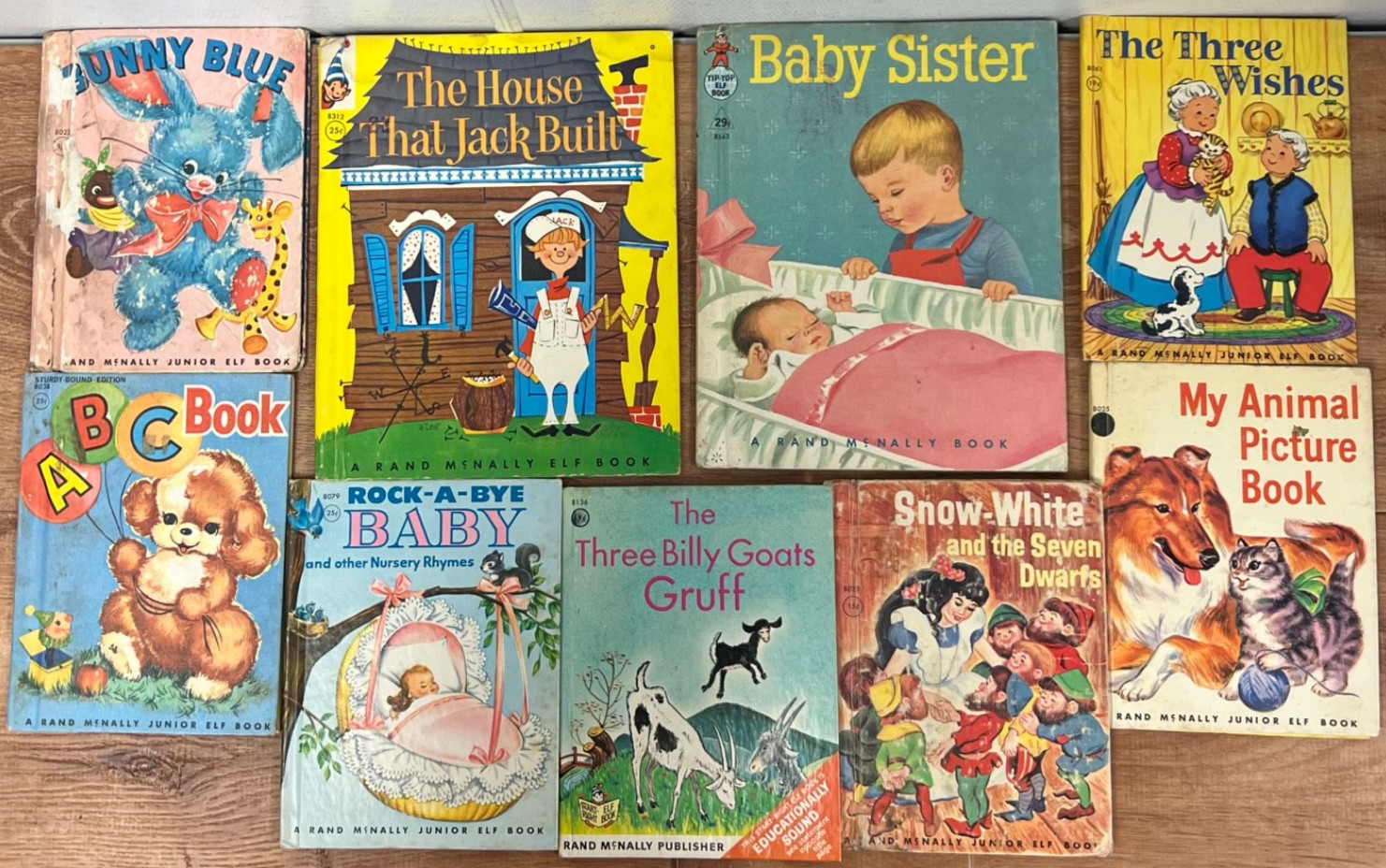 Lot of 9 Vintage Rand McNally Junior Elf Books Varying Condition