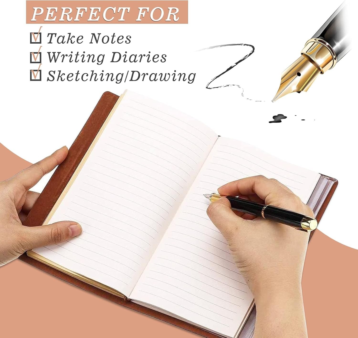 Luxury Leather Journal for Son, 140-Page Refillable Notebook Gift from Parents