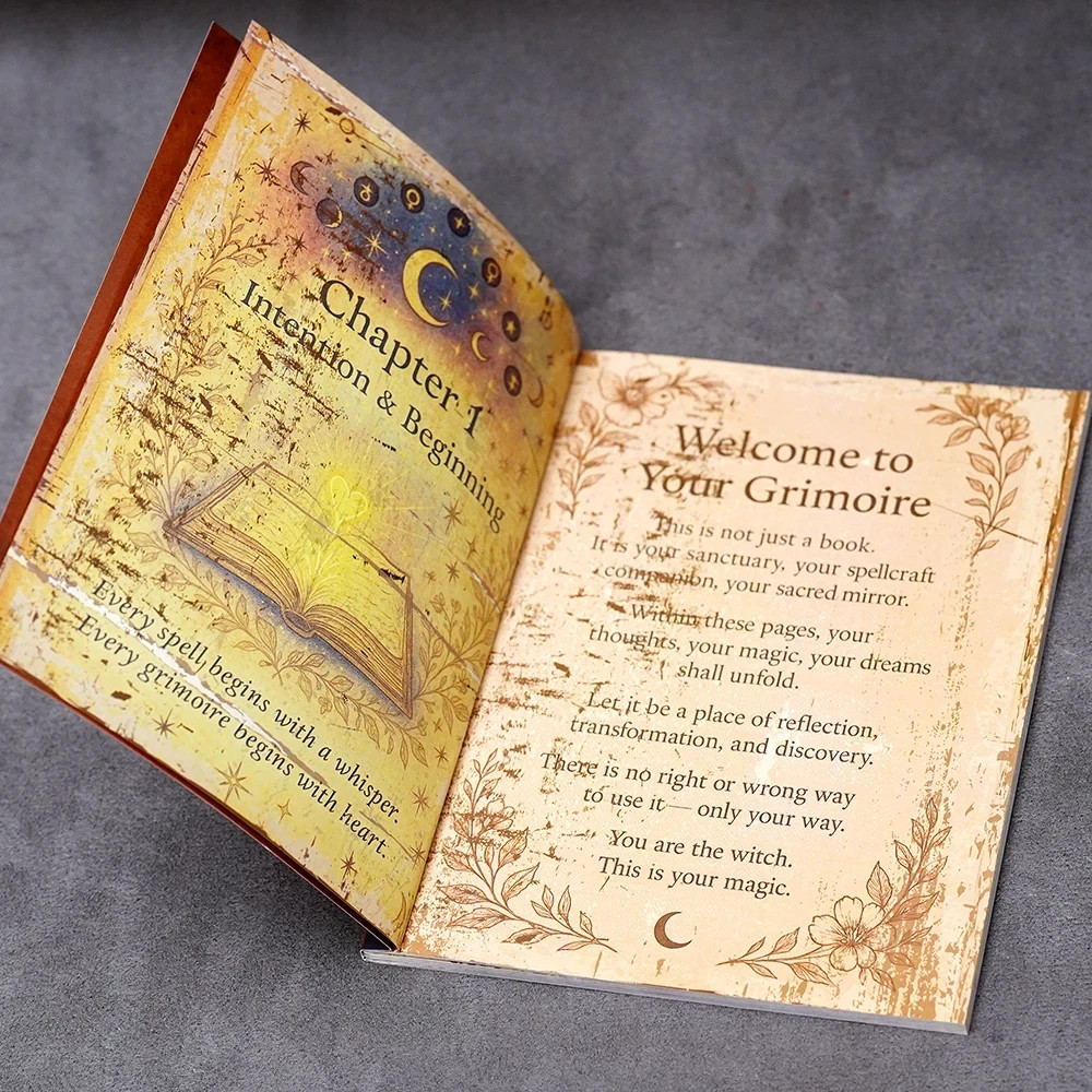 Witchcraft Grimoire Book of Shadows Journal Moon Phases Herbal Lore 77 Pages