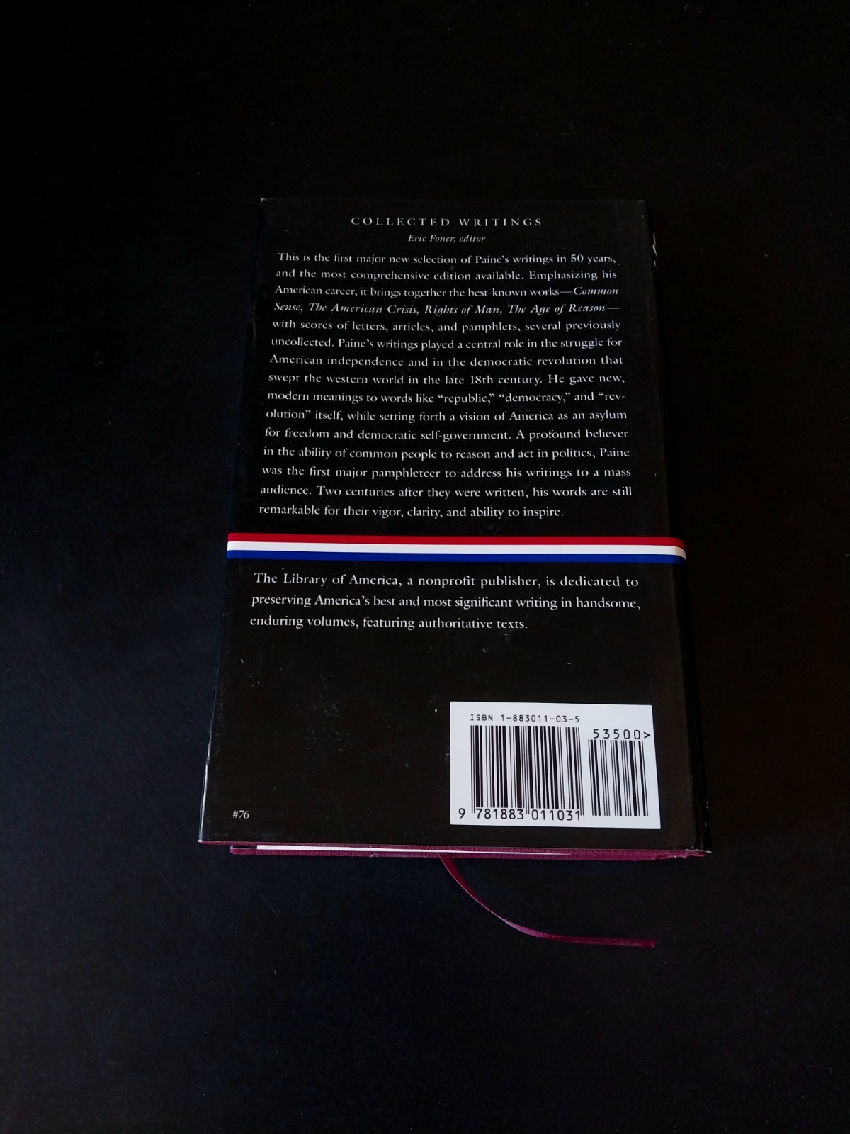 Thomas Paine – Collected Writings – The Library of America 7th Printing
