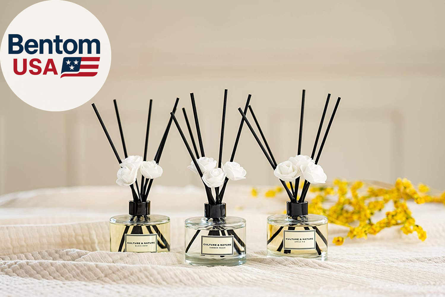 Reed Diffuser Set 6.7Oz (200Ml) Jasmine Scented Diffuser with Sticks Home Fragra