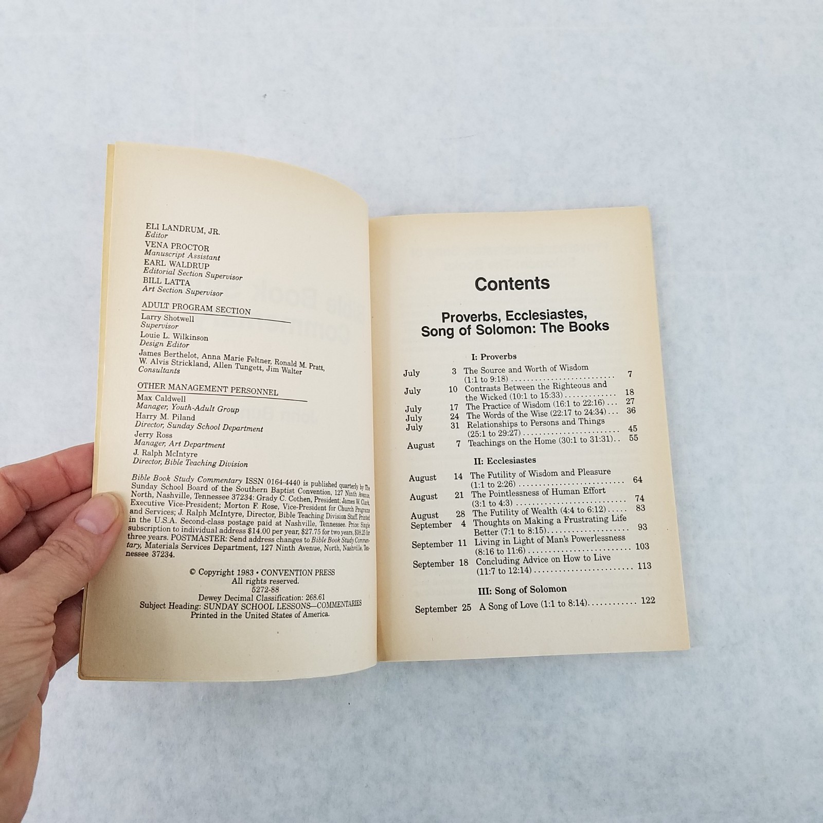 Proverbs, Ecclesiastes, Song of Solomon: Bible Book Study Commentary – 1983
