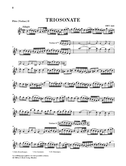 Trio Sonata for Two Flutes and Continuo in G Major, BWV 1039 with reconstructed