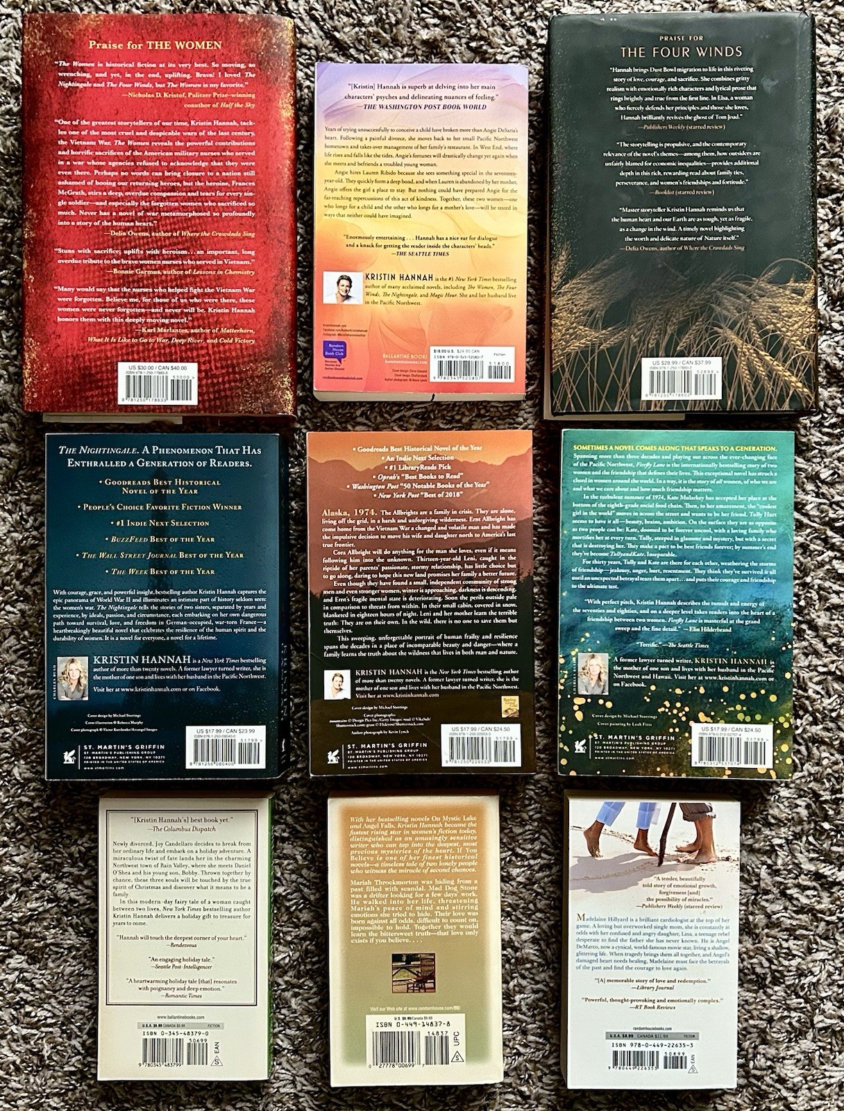 Kristin Hannah Mixed Lot of 9 Books The Women The Four Winds The Nightingale ++