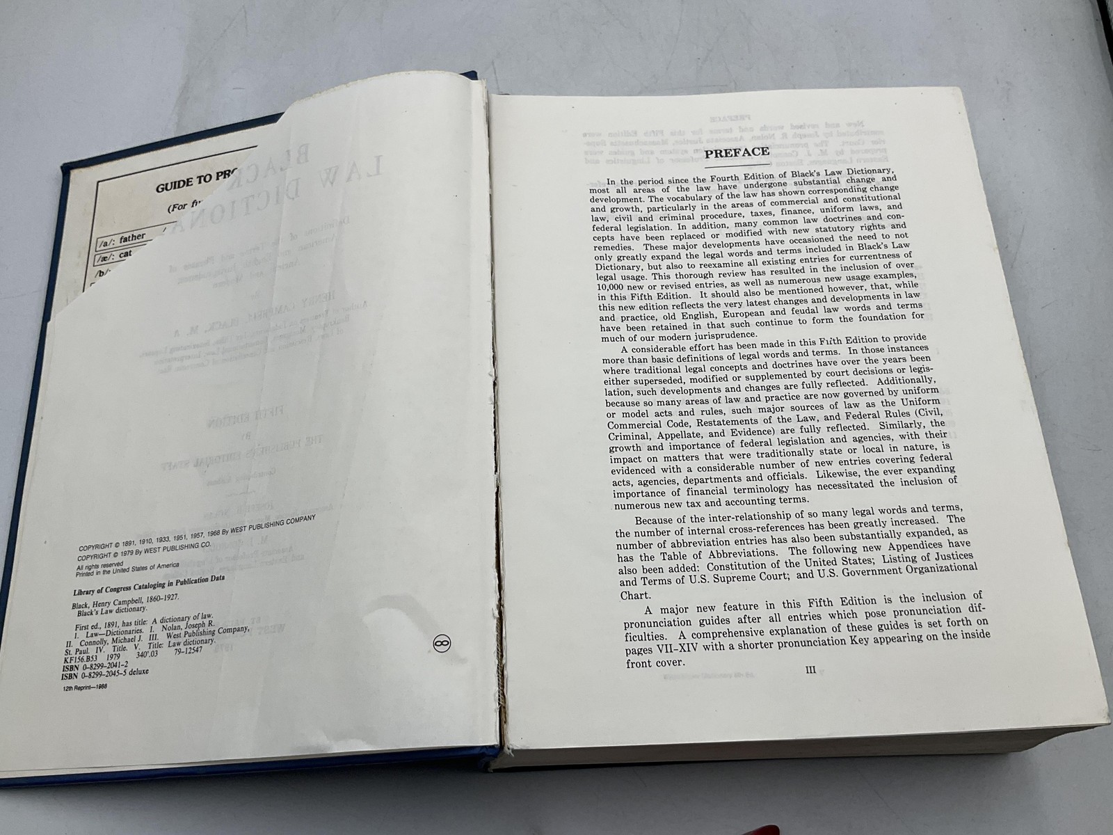 BLACK’S LAW DICTIONARY With Pronunciations Fifth Ed Henry C. 1979
