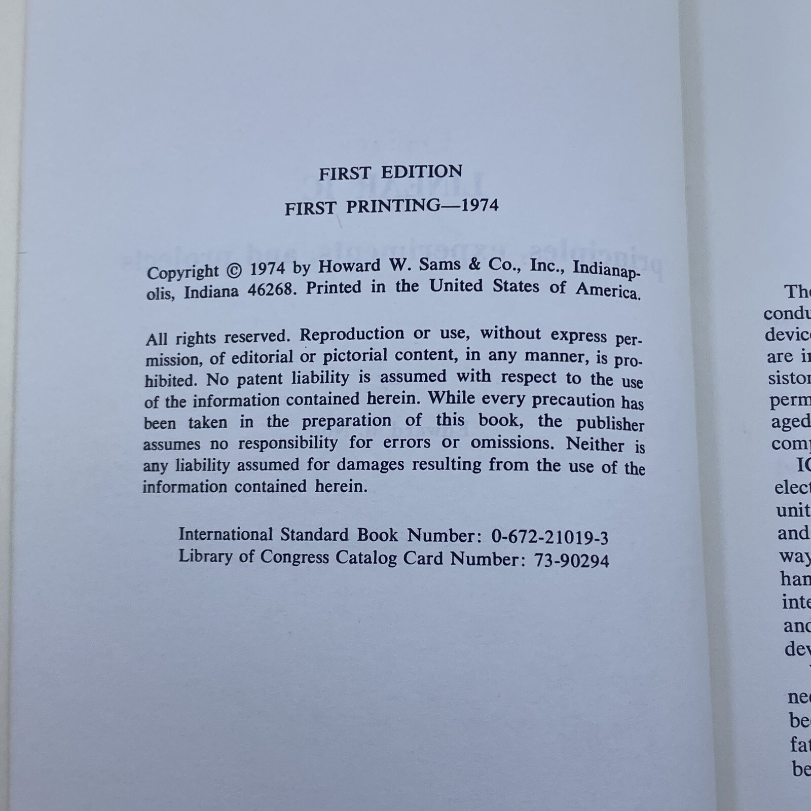 LINEAR IC: PRINCIPLES, EXPERIMENTS, & PROJECTS, Edward Noll 1971, 1st Ed. Sams