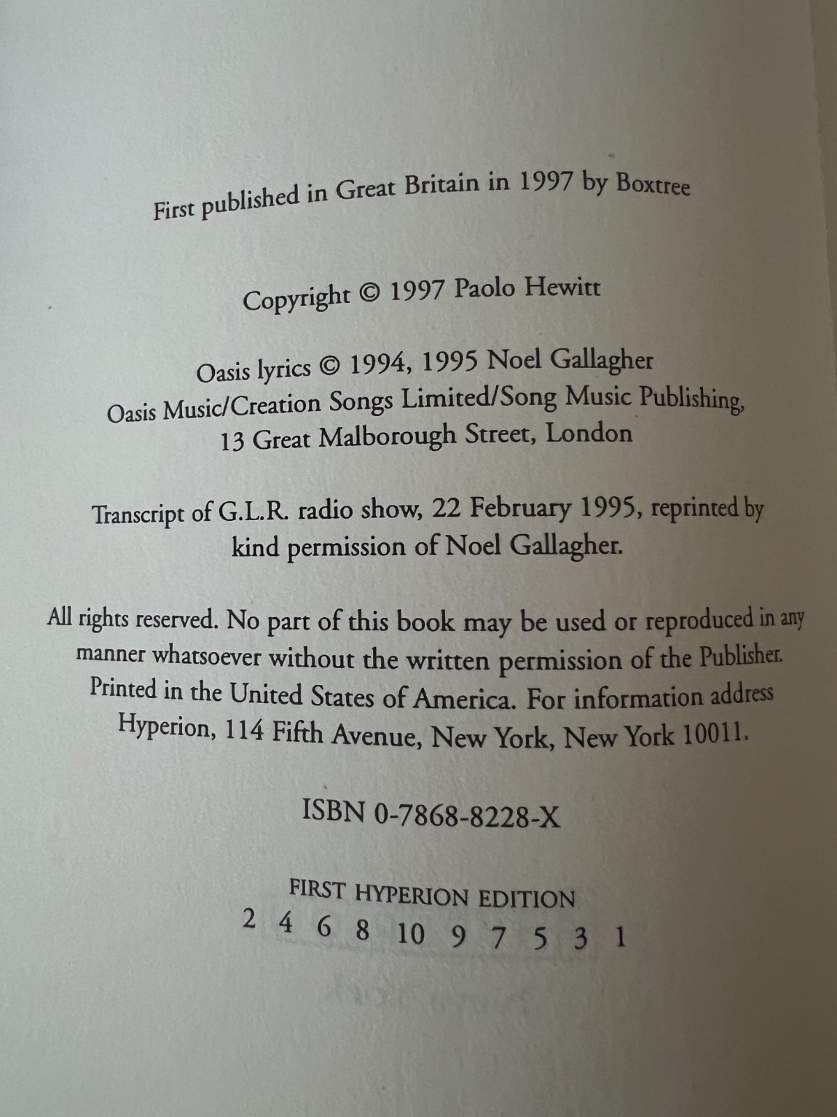 Getting High: The Adventures of Oasis by Paolo Hewitt – 1st Hyperion Edition