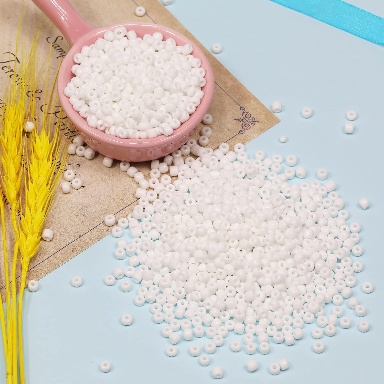 White Color 4mm Seed Beads About 1200pcs/100Grams in Bag, 6/0 Glass Craft Beads