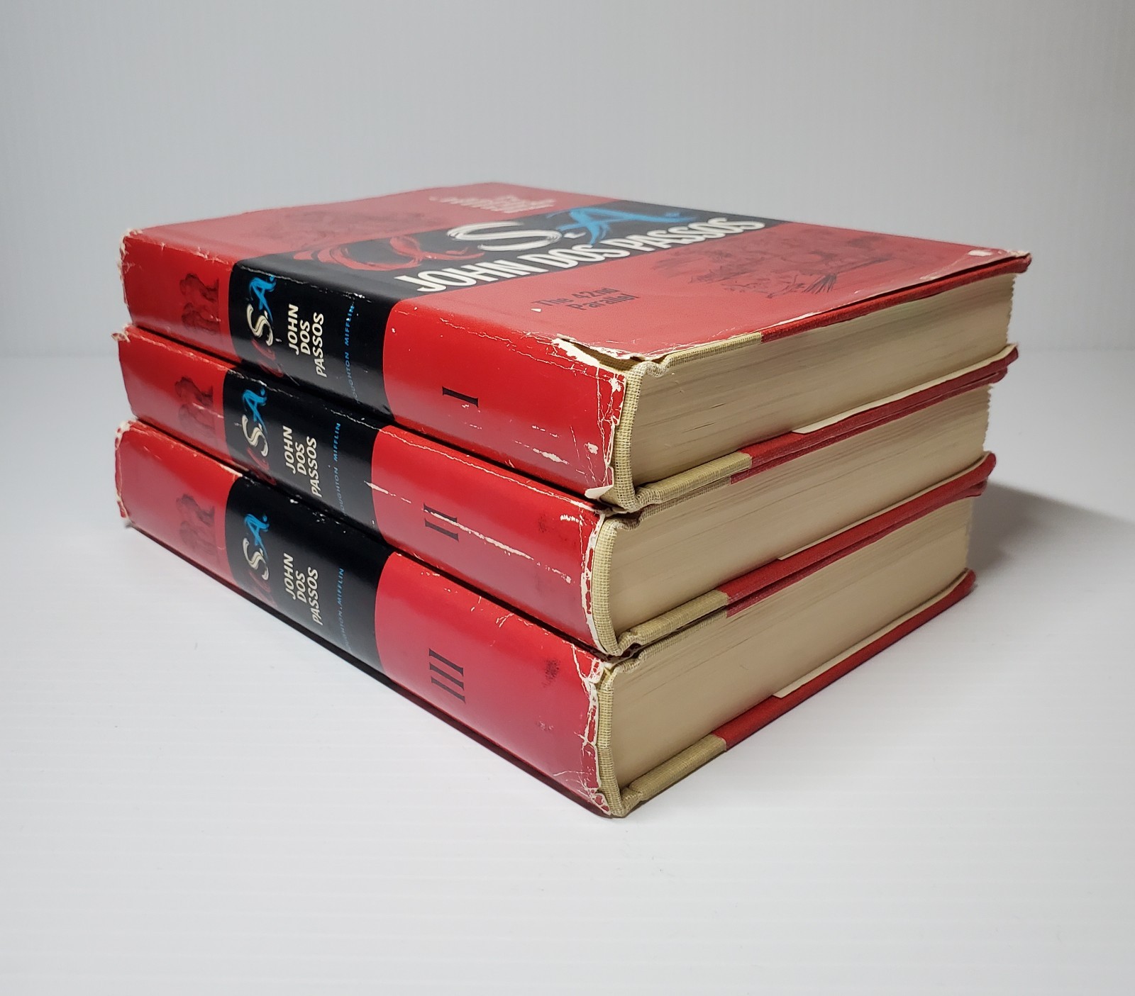 Vintage John Dos Passos U.S.A Trilogy (3 Volumes) 1960 Illustrated HC’s w/DJ BCE