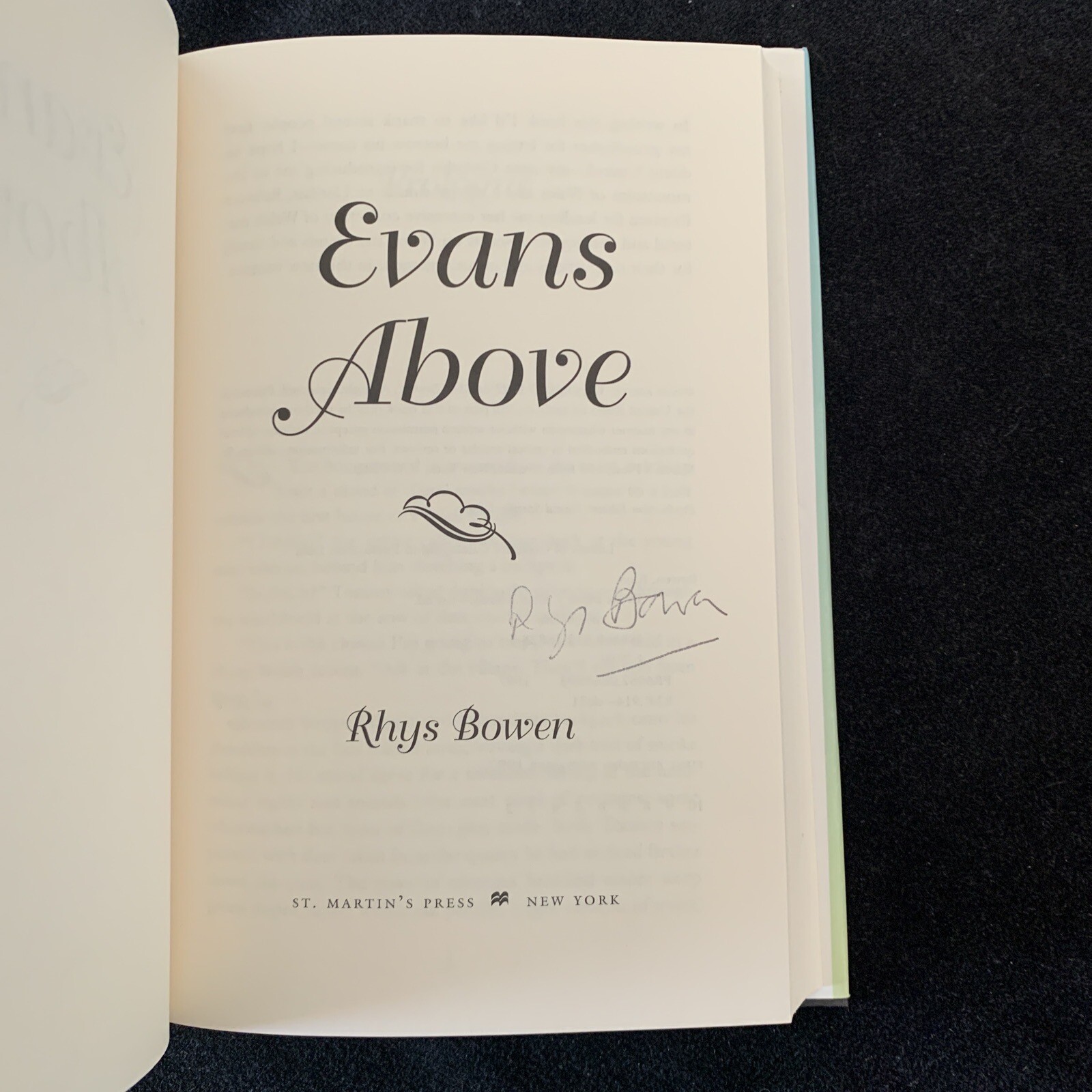 Signed, 1st ed, 2nd print! Evans Above by Bowen, Rhys 1997 HCDJ Unread Like new