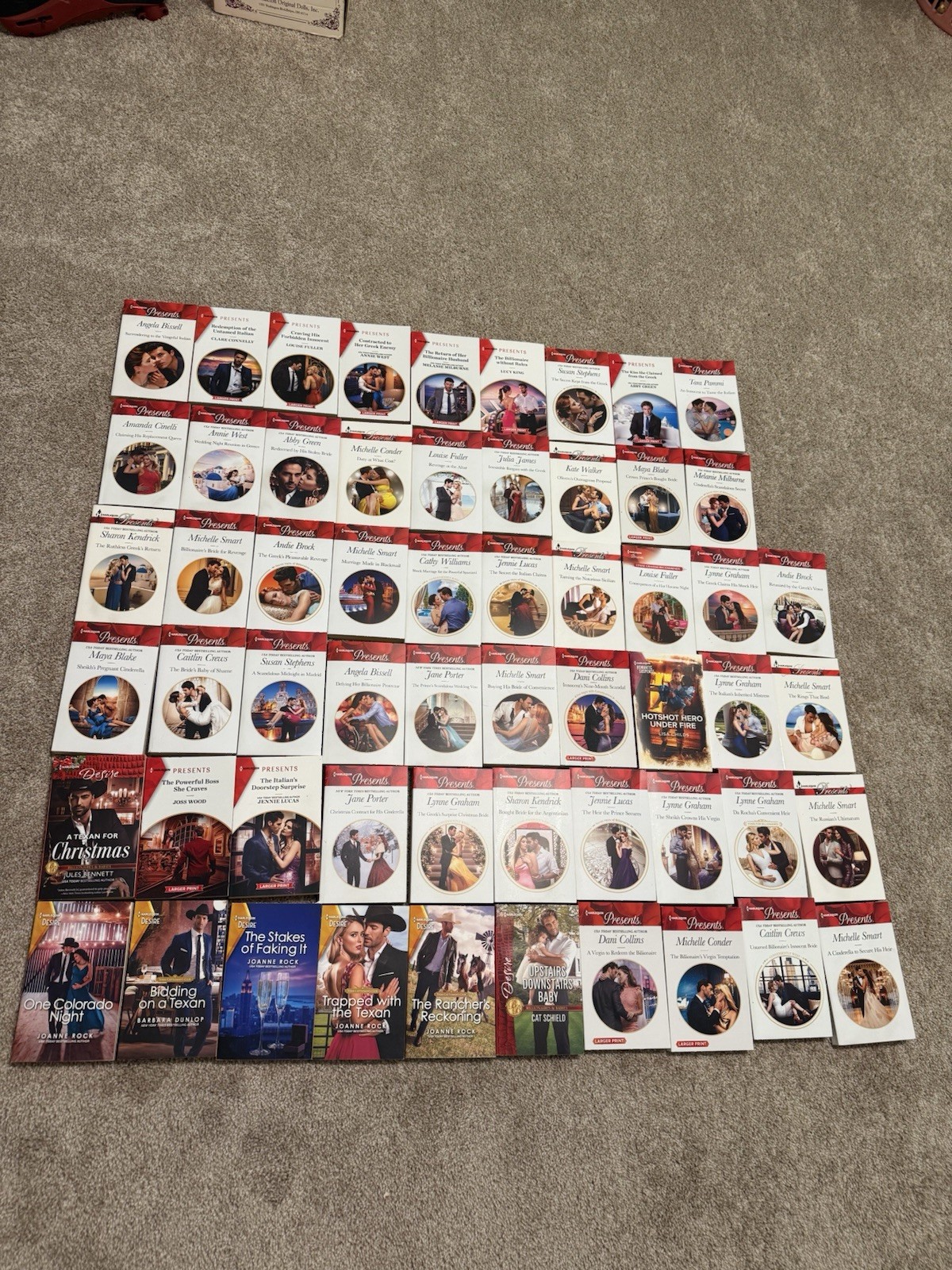 Lot of 58 Harlequin Presents Romance Paperback Books, Desire – Some Large Print