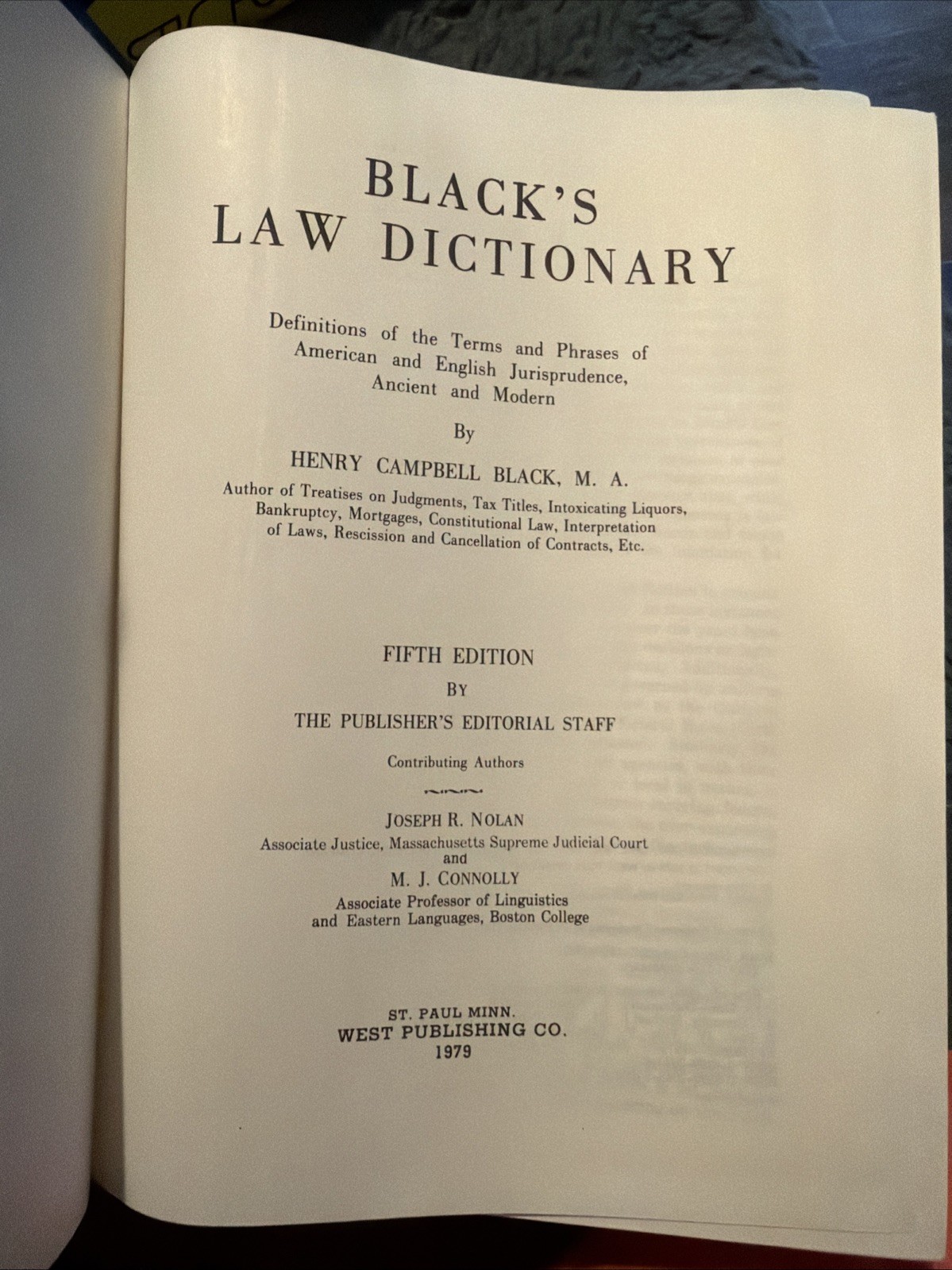 Black’s Law Dictionary With Pronunciations Fifth Edition (West, 1979) HC C-496