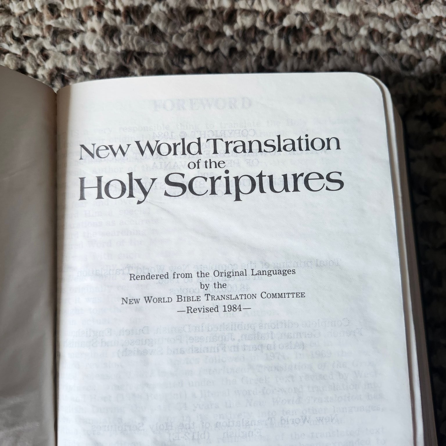 New World Translation Holy Scriptures 1984 Revised Bible Watch Tower Society