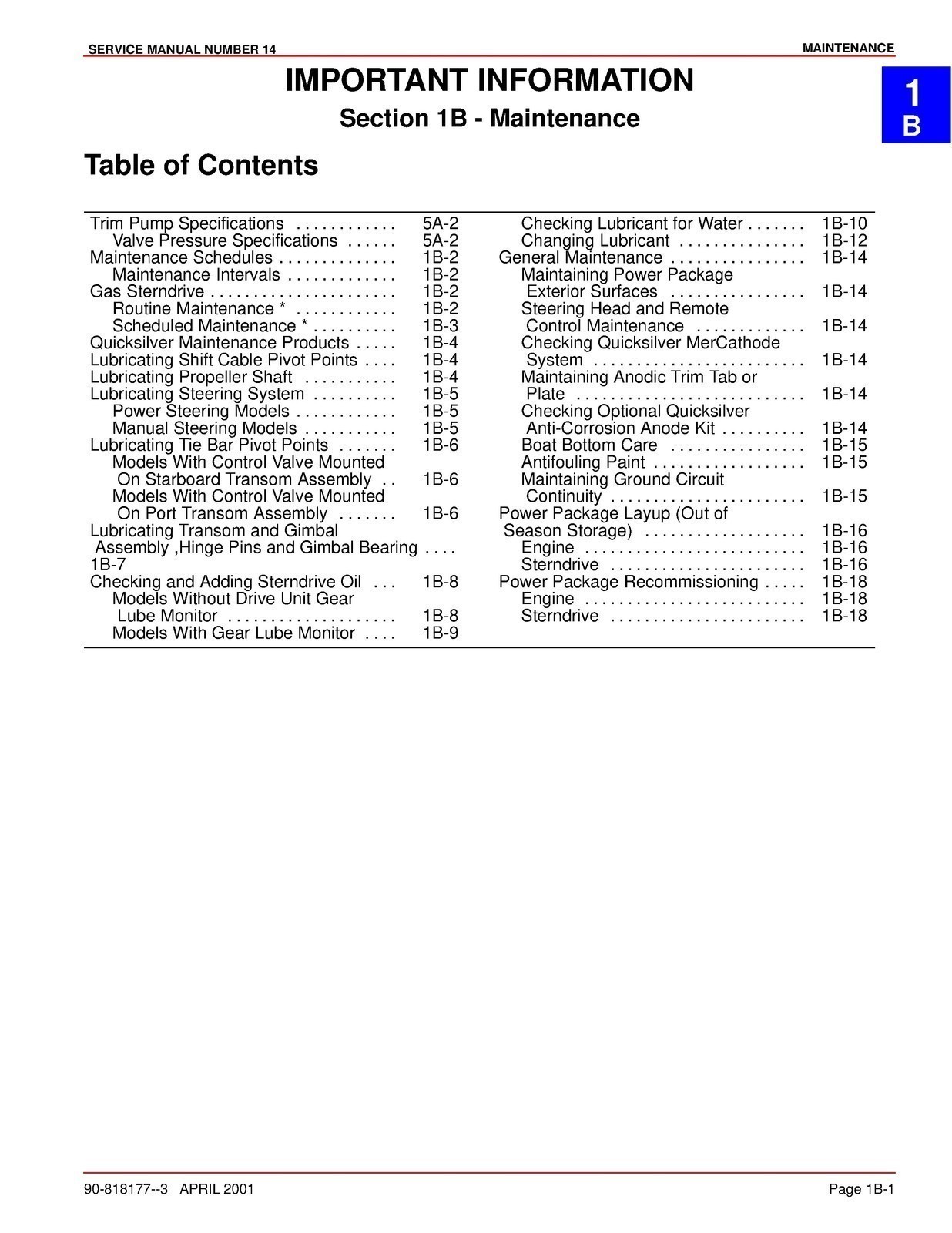 MERCURY Mercruiser #14 Sterndrive Units Alpha One Generation II SERVICE MANUAL M
