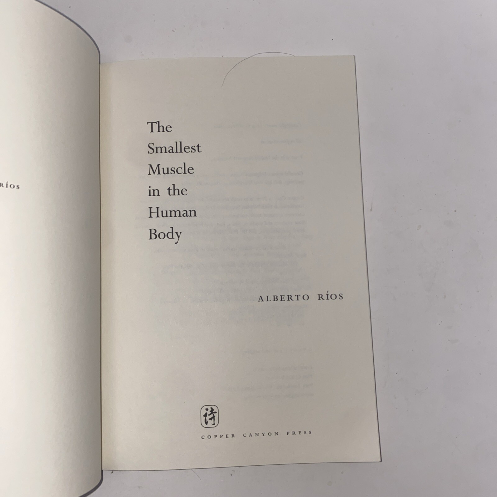 The Smallest Muscle in the Human Body Alberto Rios Poetry Book PB Copper Canyon