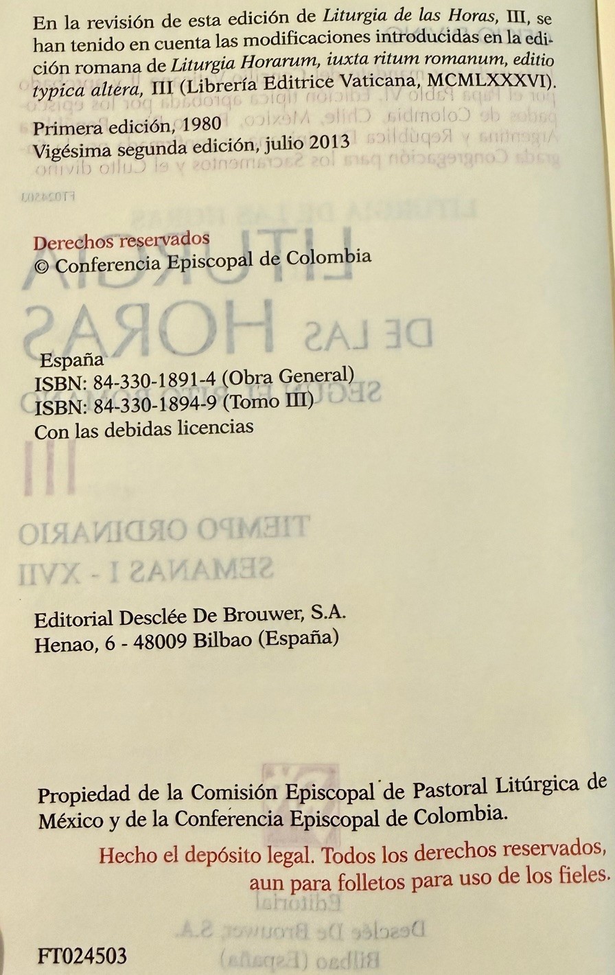 Liturgia de las horas Tomo 3 and 4 Segun El Rito Romano Tiempo Ordinario 1980