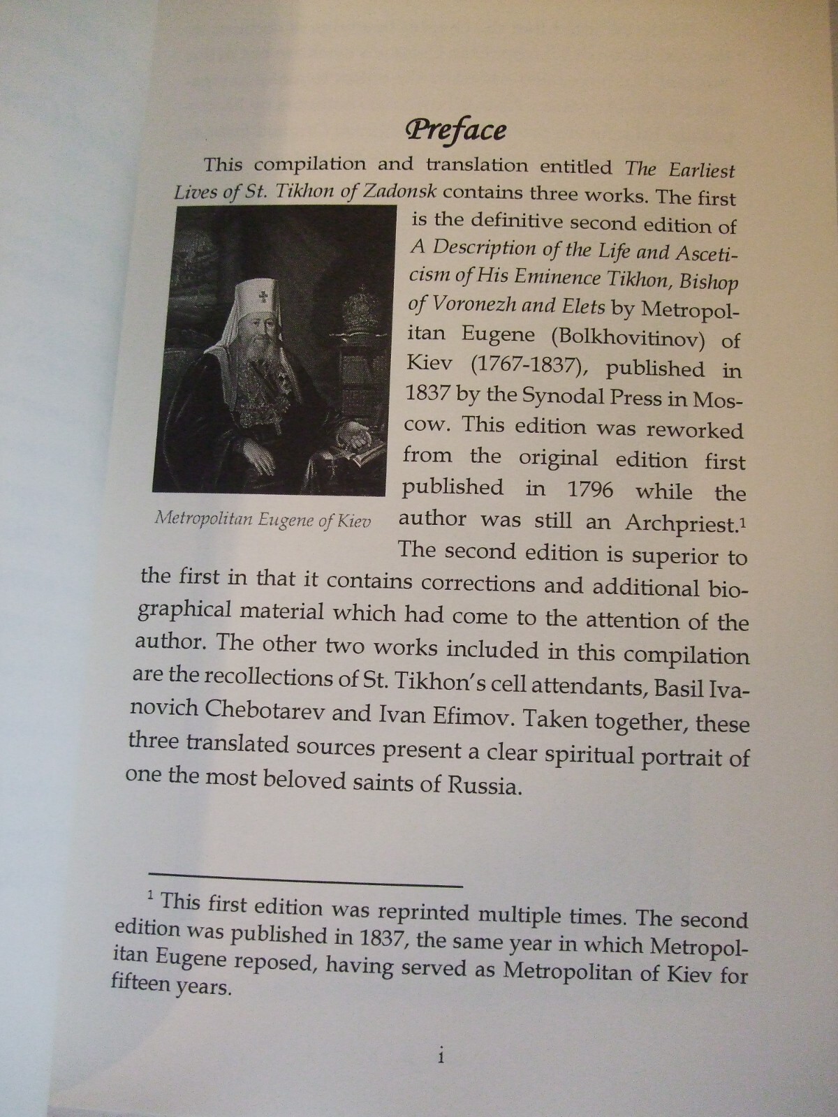 Earliest Lives of Saint Tikhon of Zadonsk. Orthodox. Newly Translated.