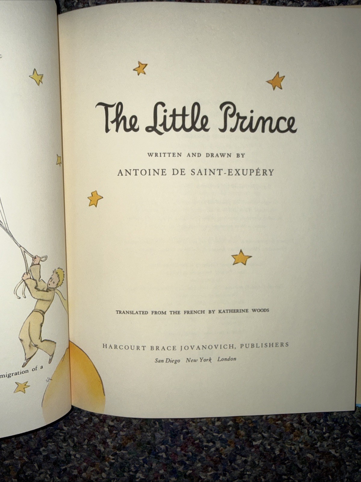 THE LITTLE PRINCE Antoine de Saint-Exupery HBDJ 1971 Katherine Woods