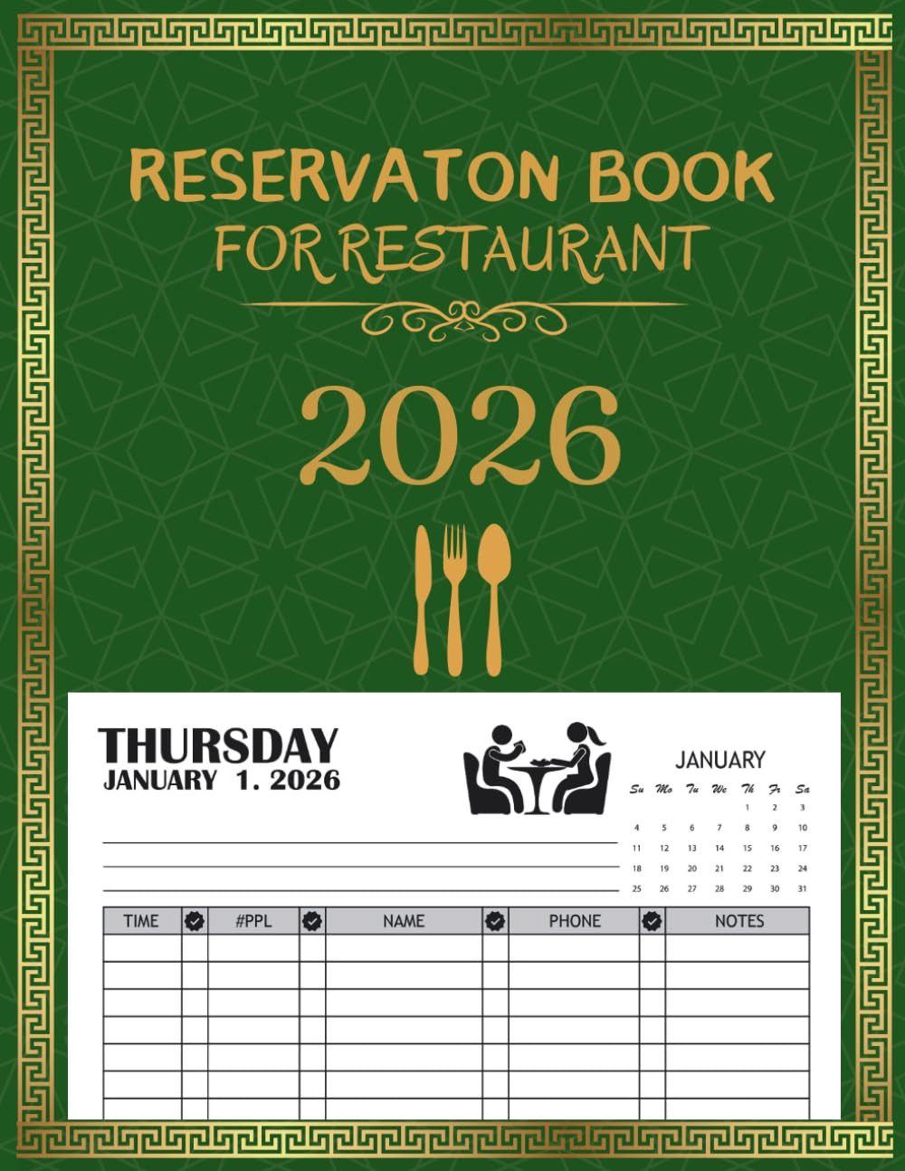 Reservation Book For Restaurant 2026: 365 Day Guest Booking Diary, Full Year din
