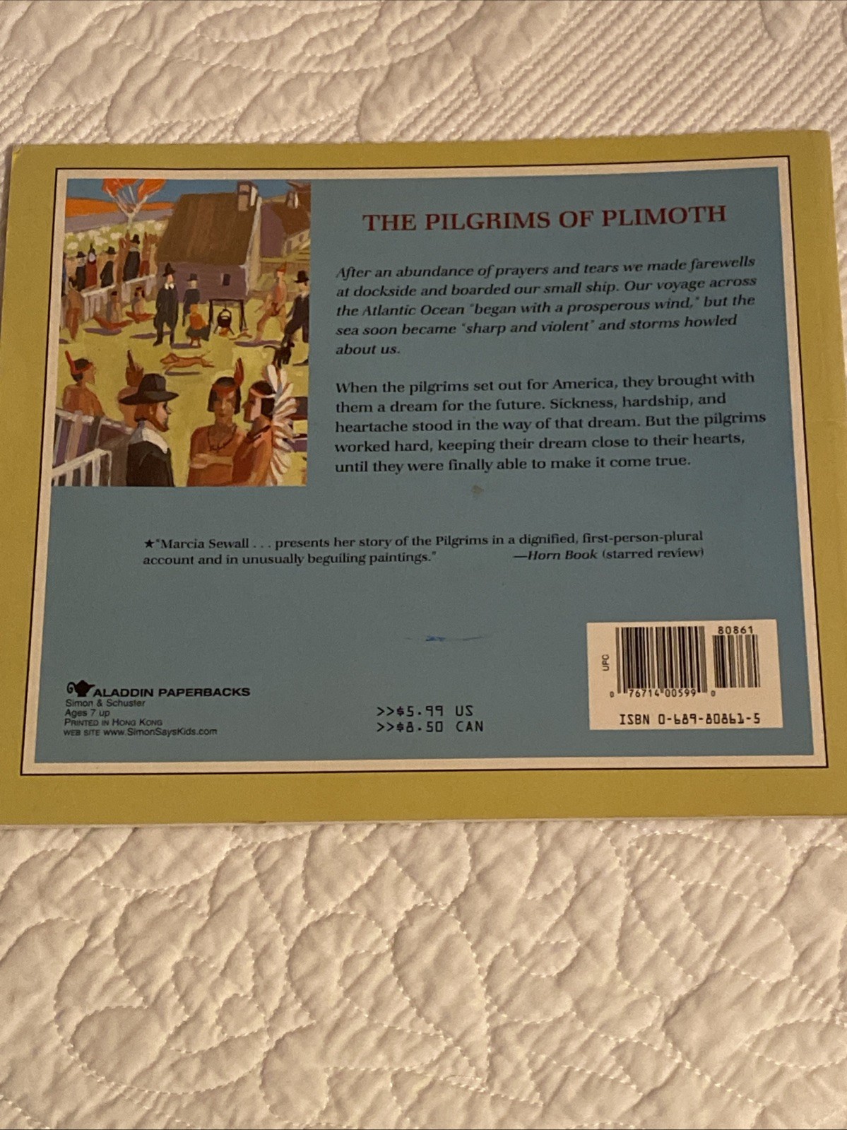 The Pilgrims of Plimouth by Marcia Sewall Paperback Book