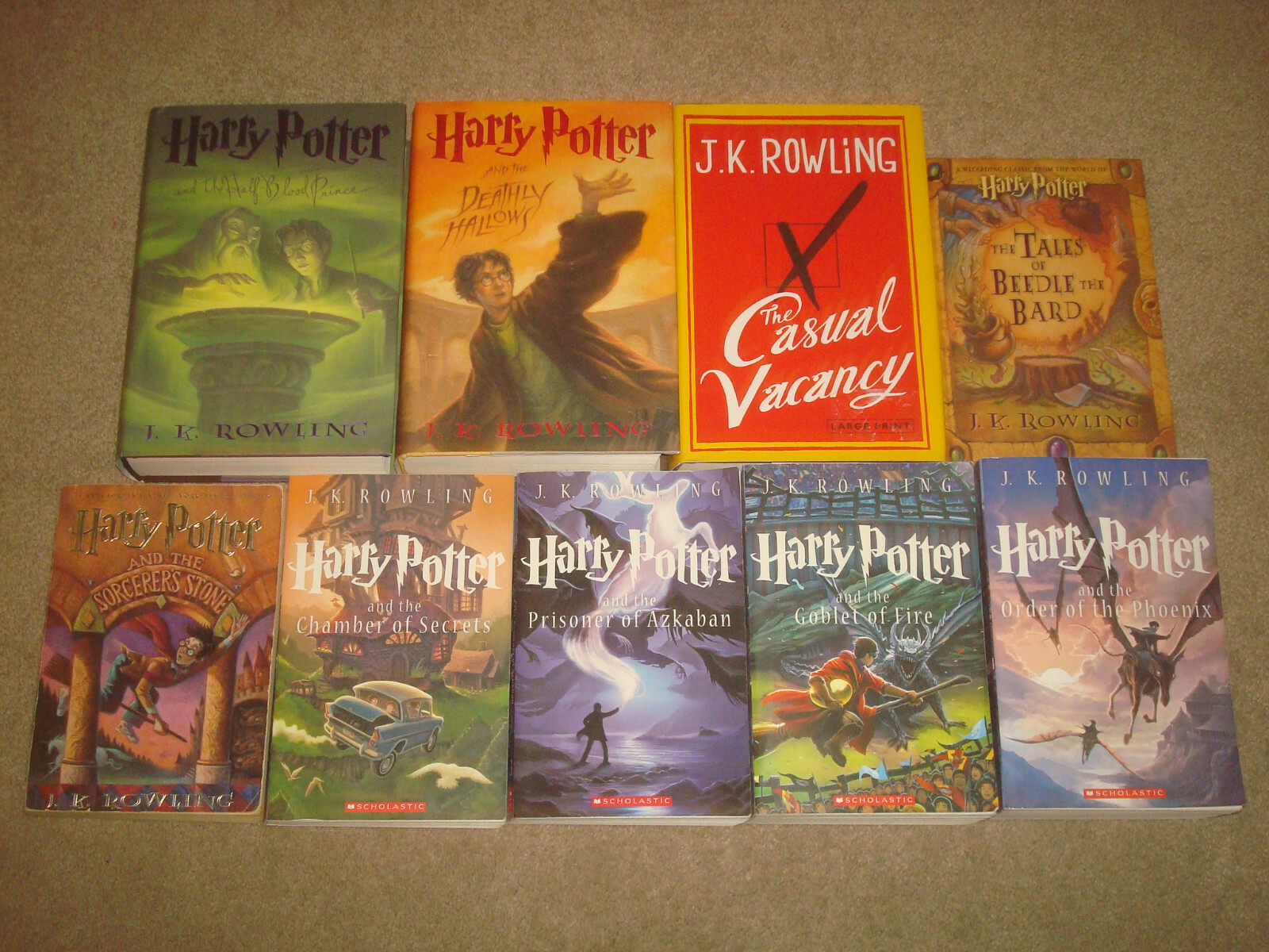 Harry Potter Book LOT Complete Series Set Beedle Bard Casual Vacancy J K Rowling